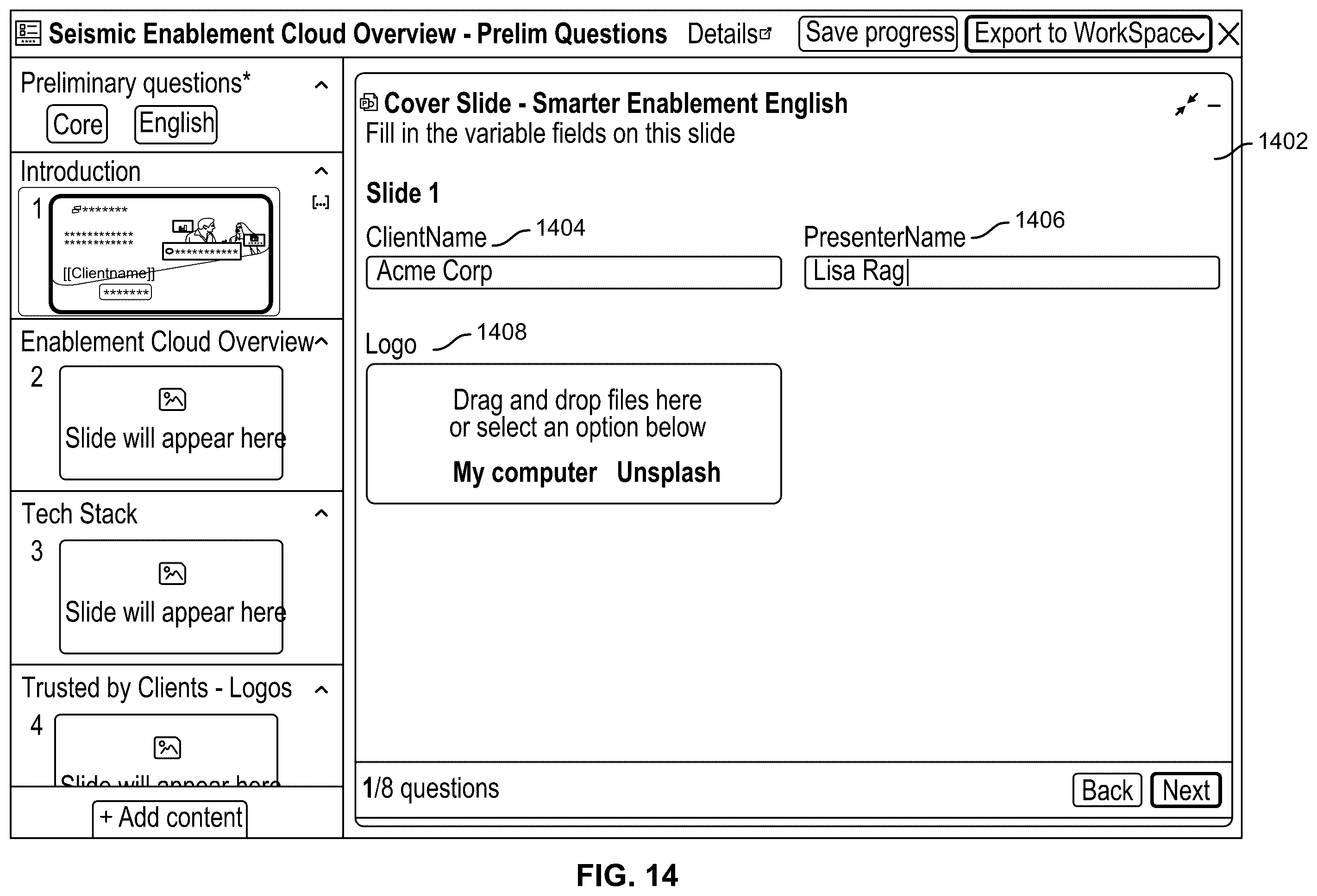 Patent US12353826 Figure 14 – Dynamic presentation generation