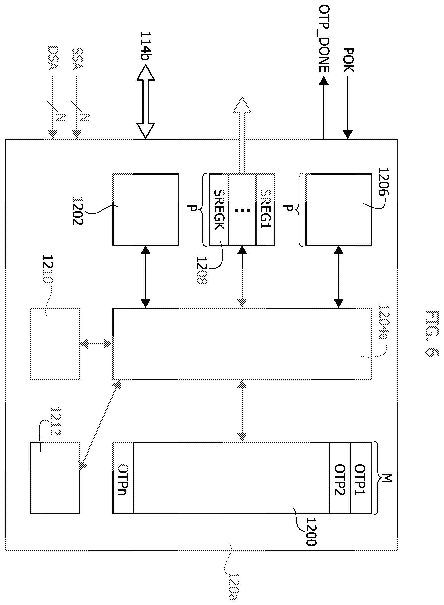 Patent US12353880 Figure 5 – One-time programmable (OTP) memory controller with a control circuit configured to assert a pre-load start signal and a pre-load end signal, related processing system, integrated circuit and method