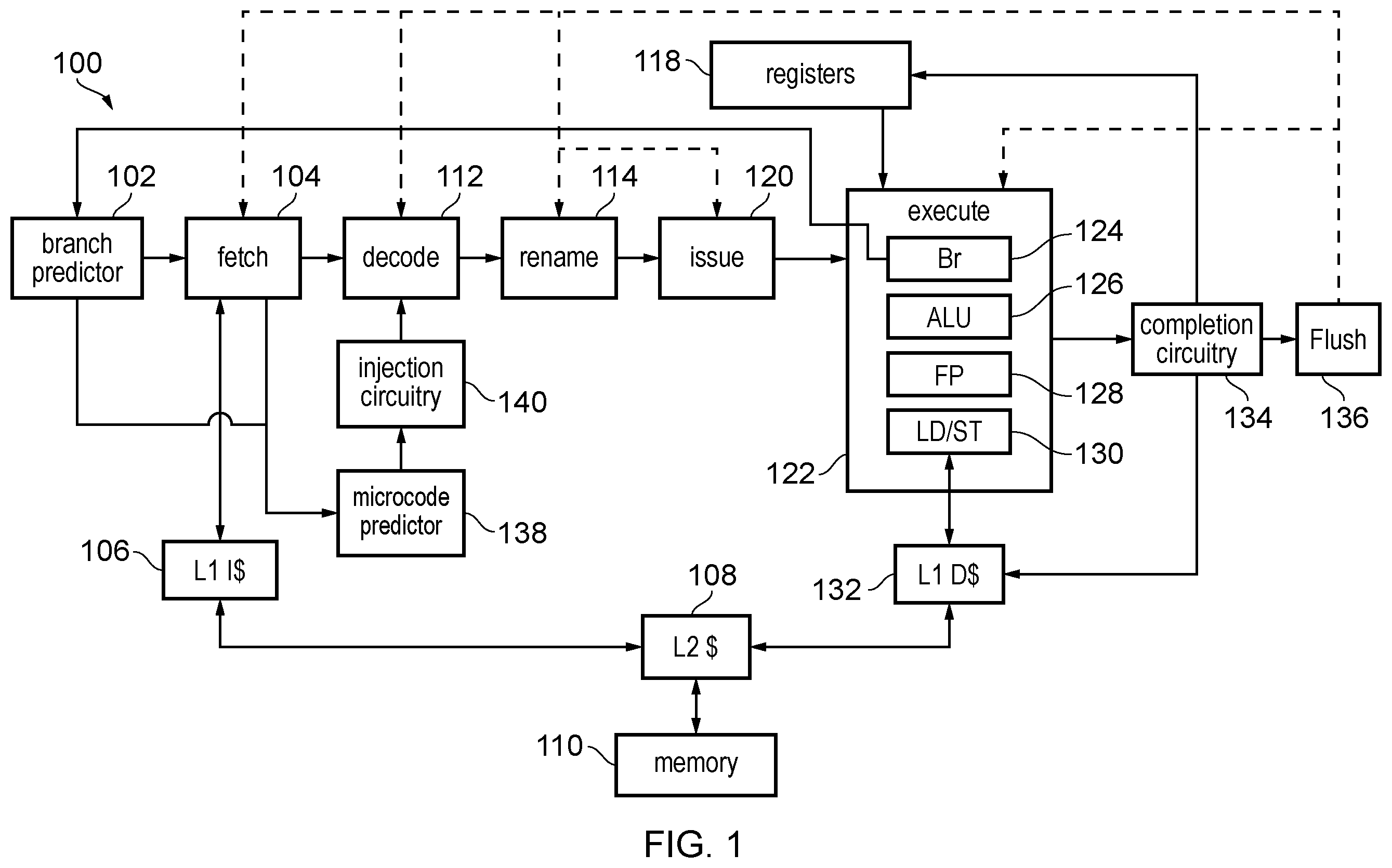 Patent US12353885 — Speculative execution following a state transition instruction — Figure 1