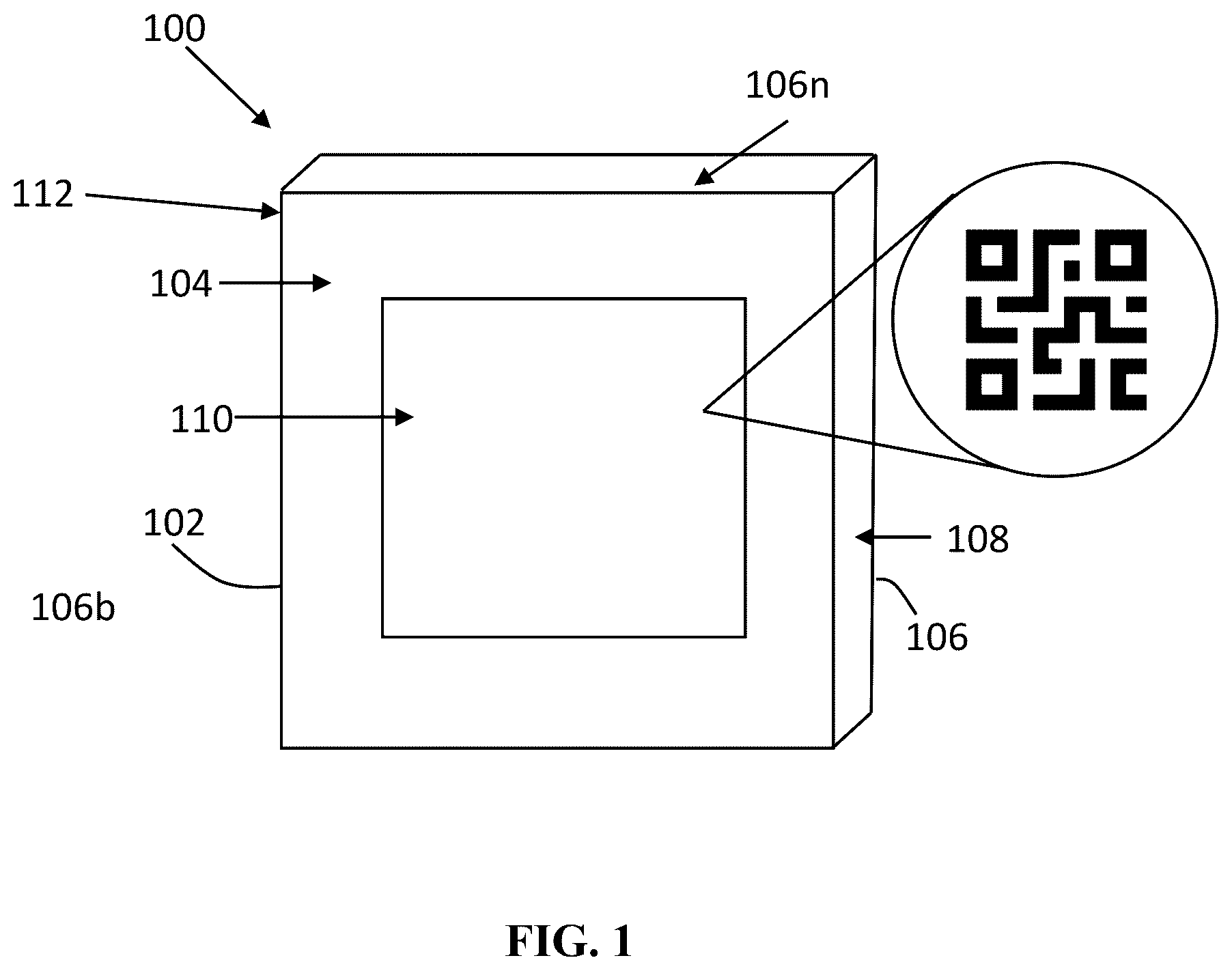 Patent US12353933 Figure 1 – Color qr-code enabled energy distributing coaster and label assembly
