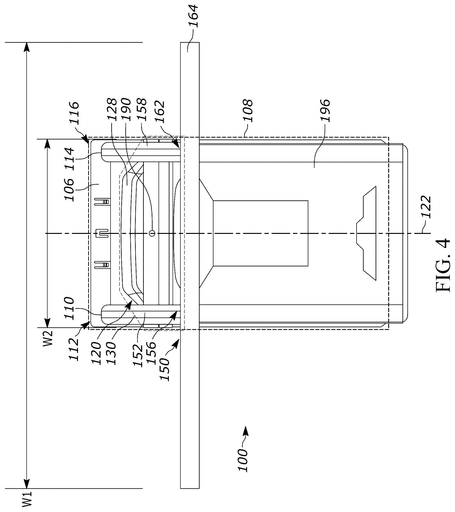 Patent US12353951 Figure 4 – Bioptic indicia reader assembly with an accessory structure having a crossbar over the bioptic indicia reader