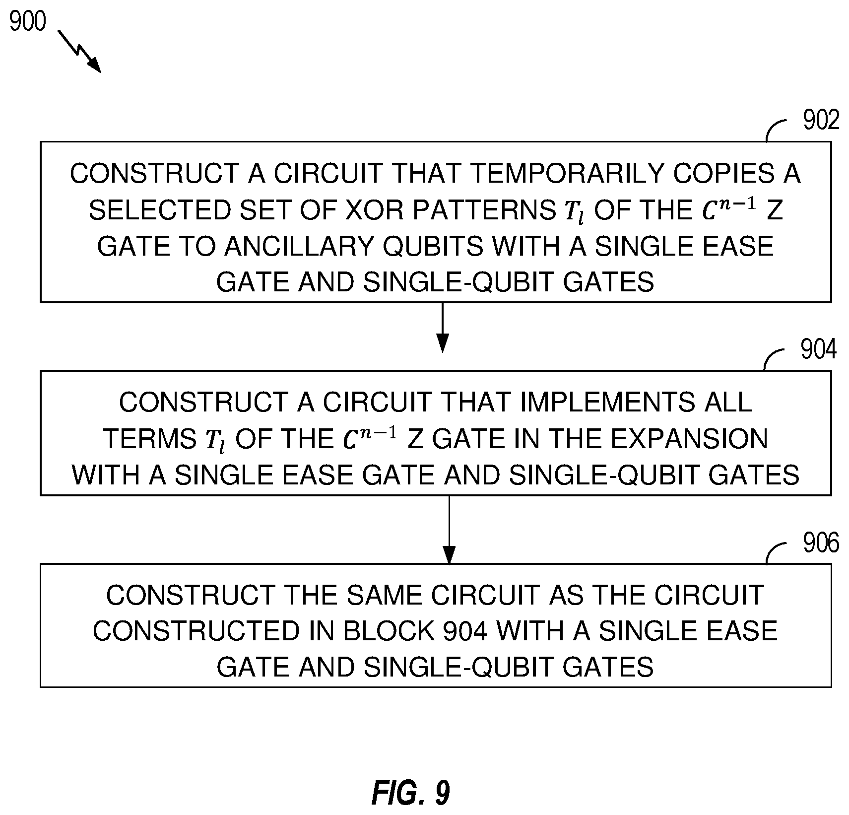 Patent US12353957 Figure 8 – Quantum circuit construction with simultaneously entangling gates in trapped-ion quantum computers