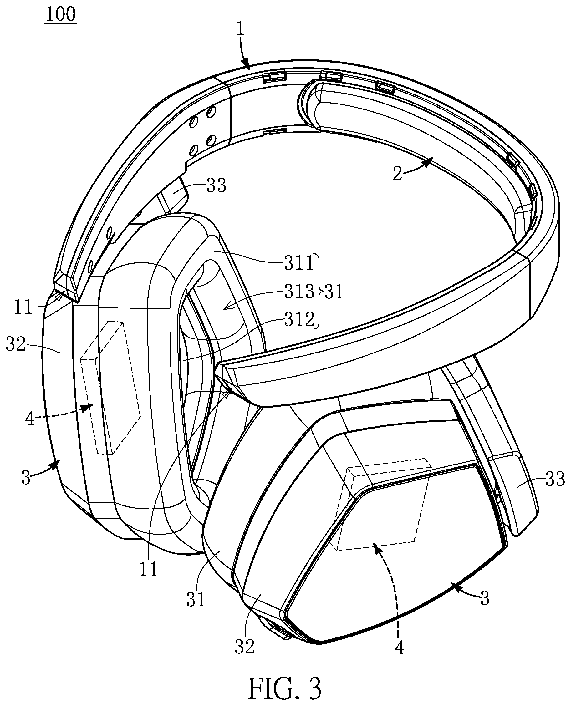 Patent US12356131 Figure 3 – Over-ear headphone