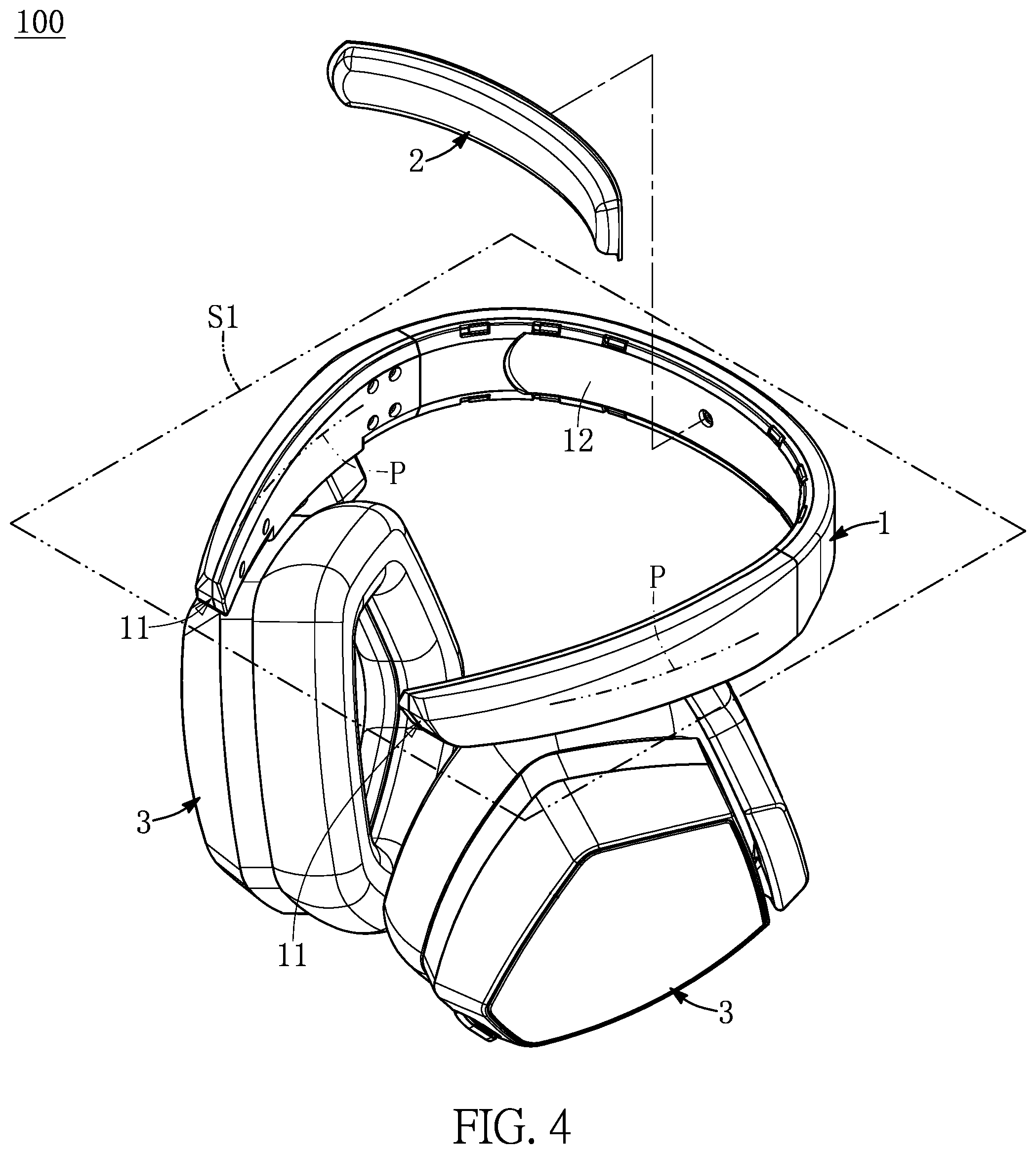 Patent US12356131 Figure 4 – Over-ear headphone