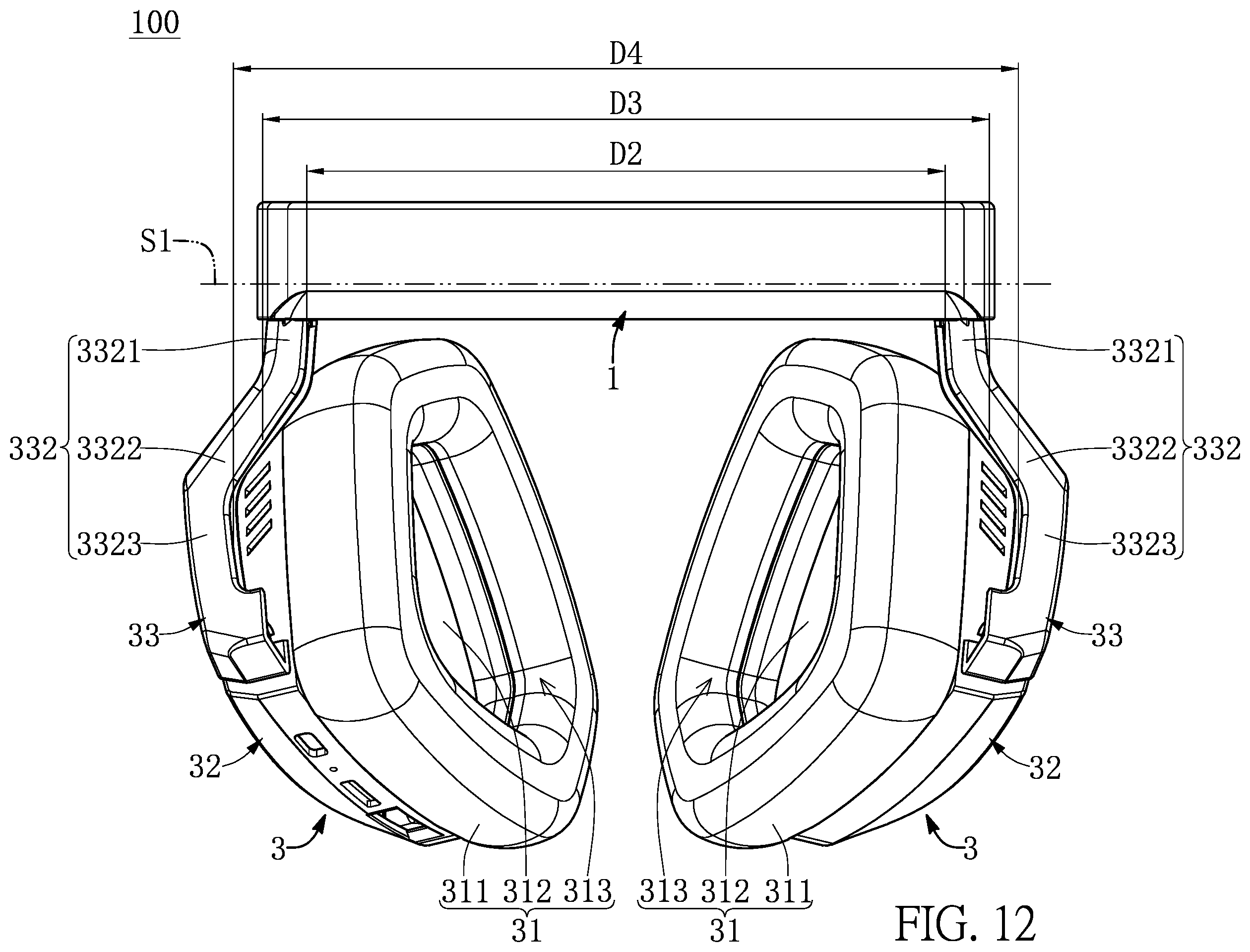 Patent US12356131 Figure 12 – Over-ear headphone