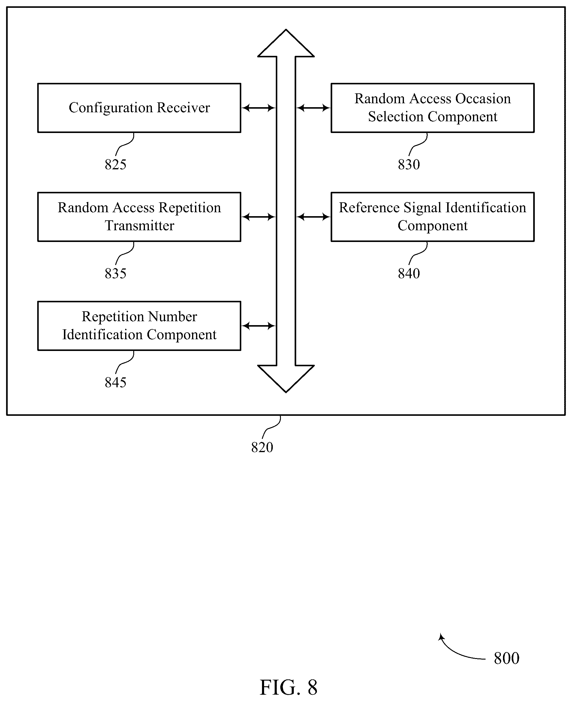 Patent US12356466 Figure 8 – Resource mapping for random access repetitions using a same spatial filter