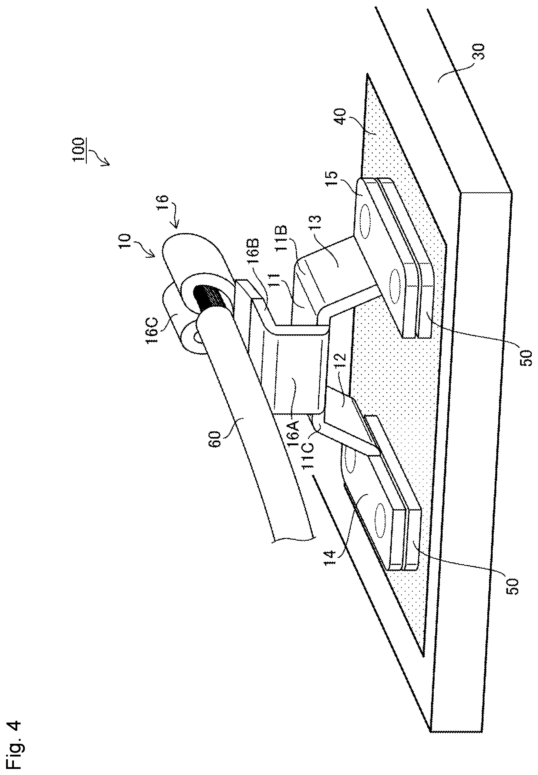 Patent US12356516 Figure 4 – Vehicle window glass with metal terminal