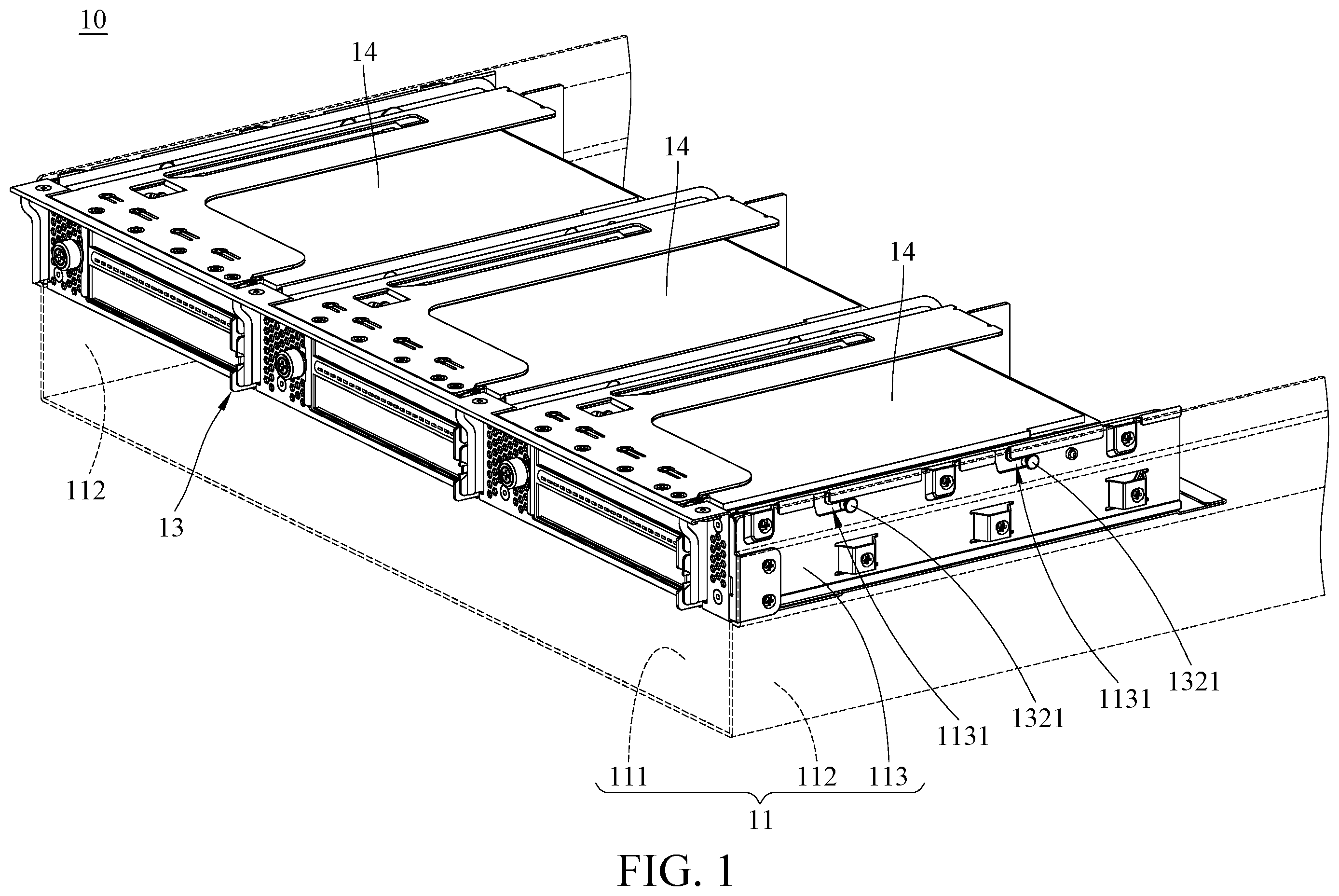 Patent US12356576 Figure 1 – Server and expansion cage assembly