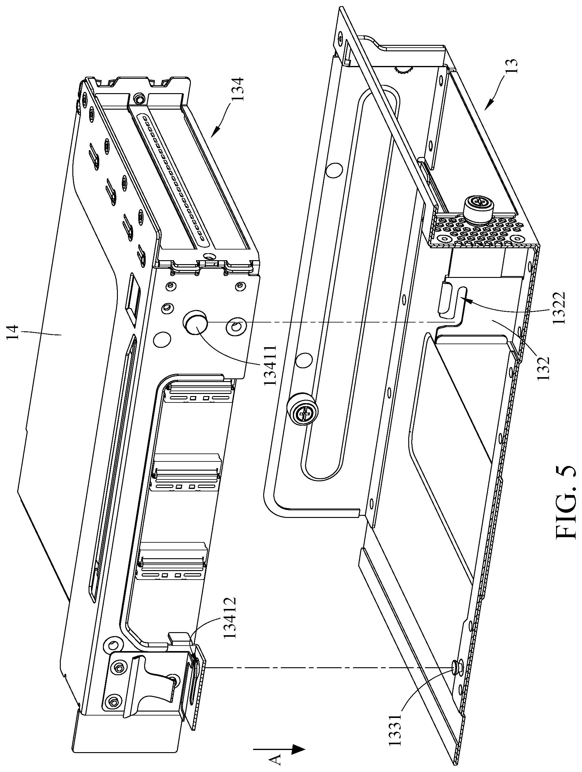 Patent US12356576 Figure 5 – Server and expansion cage assembly
