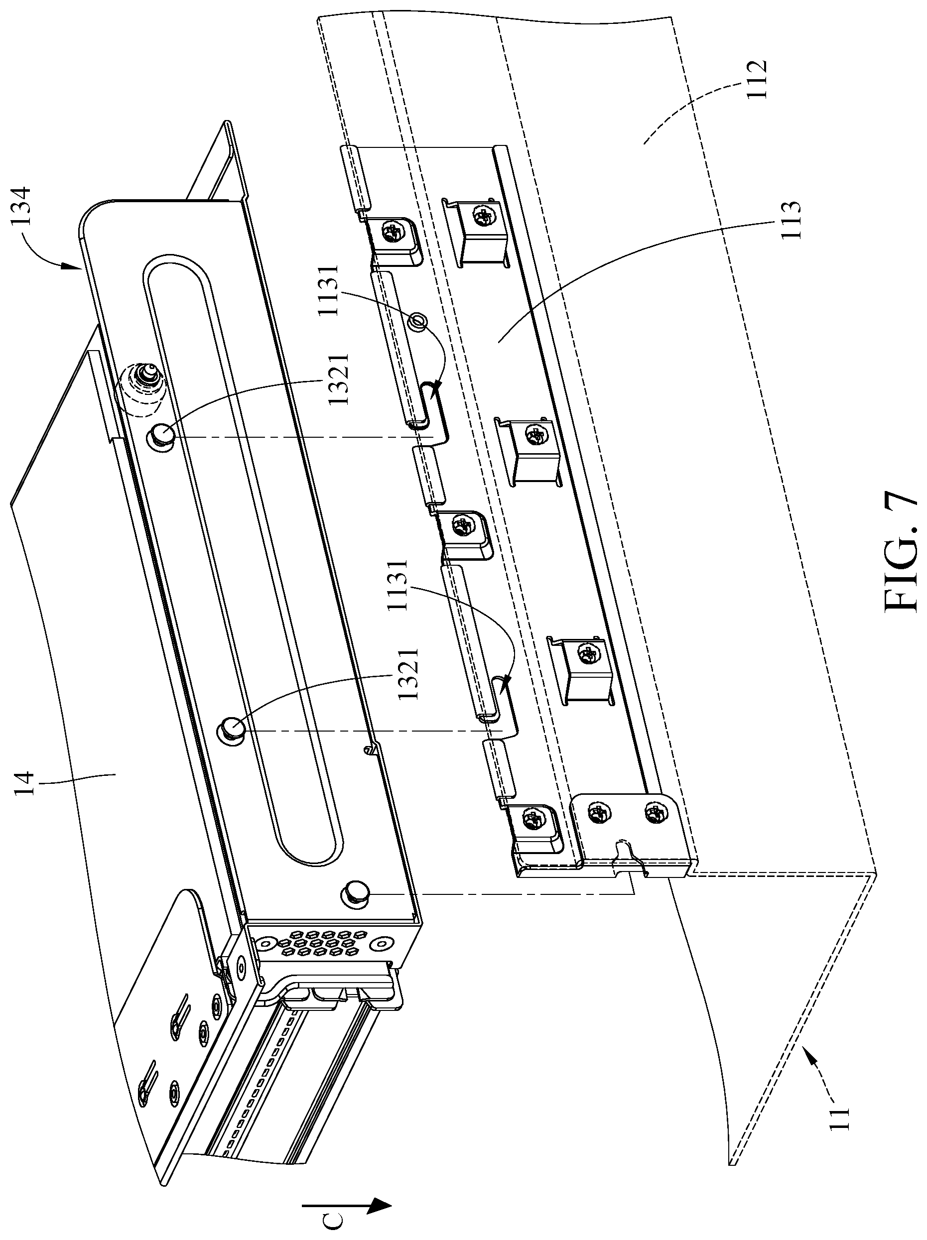 Patent US12356576 Figure 7 – Server and expansion cage assembly