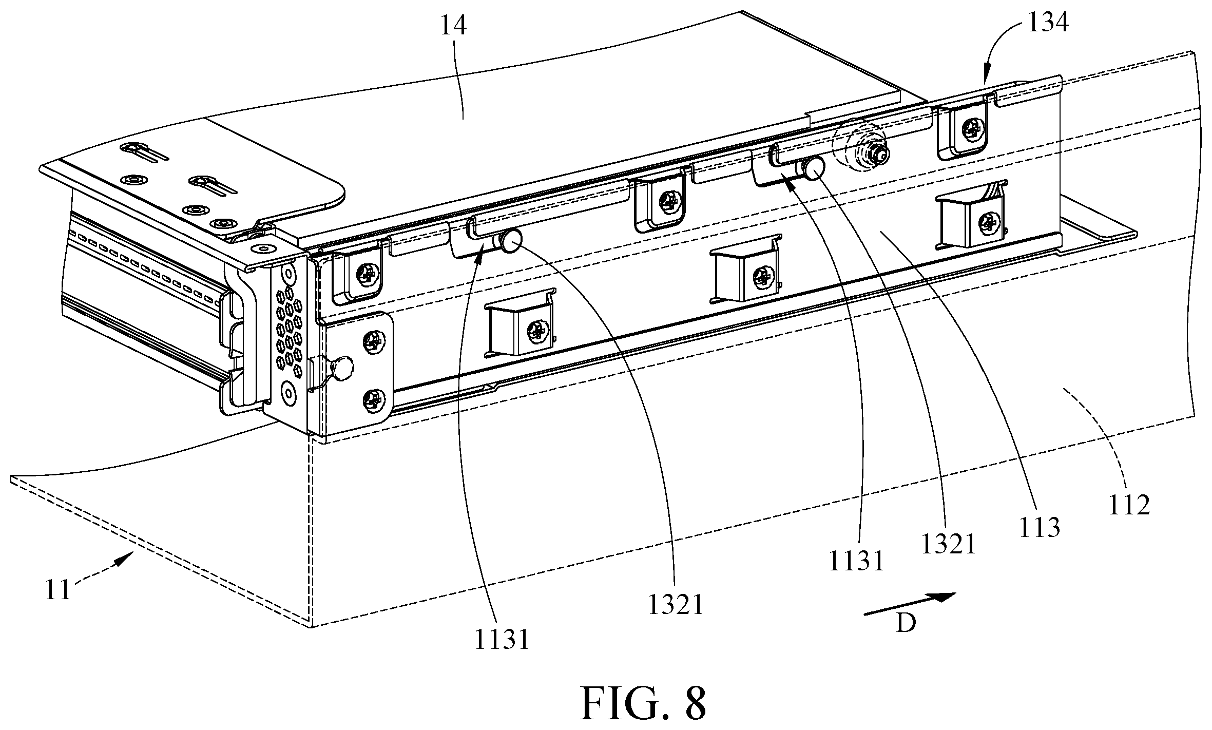 Patent US12356576 Figure 8 – Server and expansion cage assembly