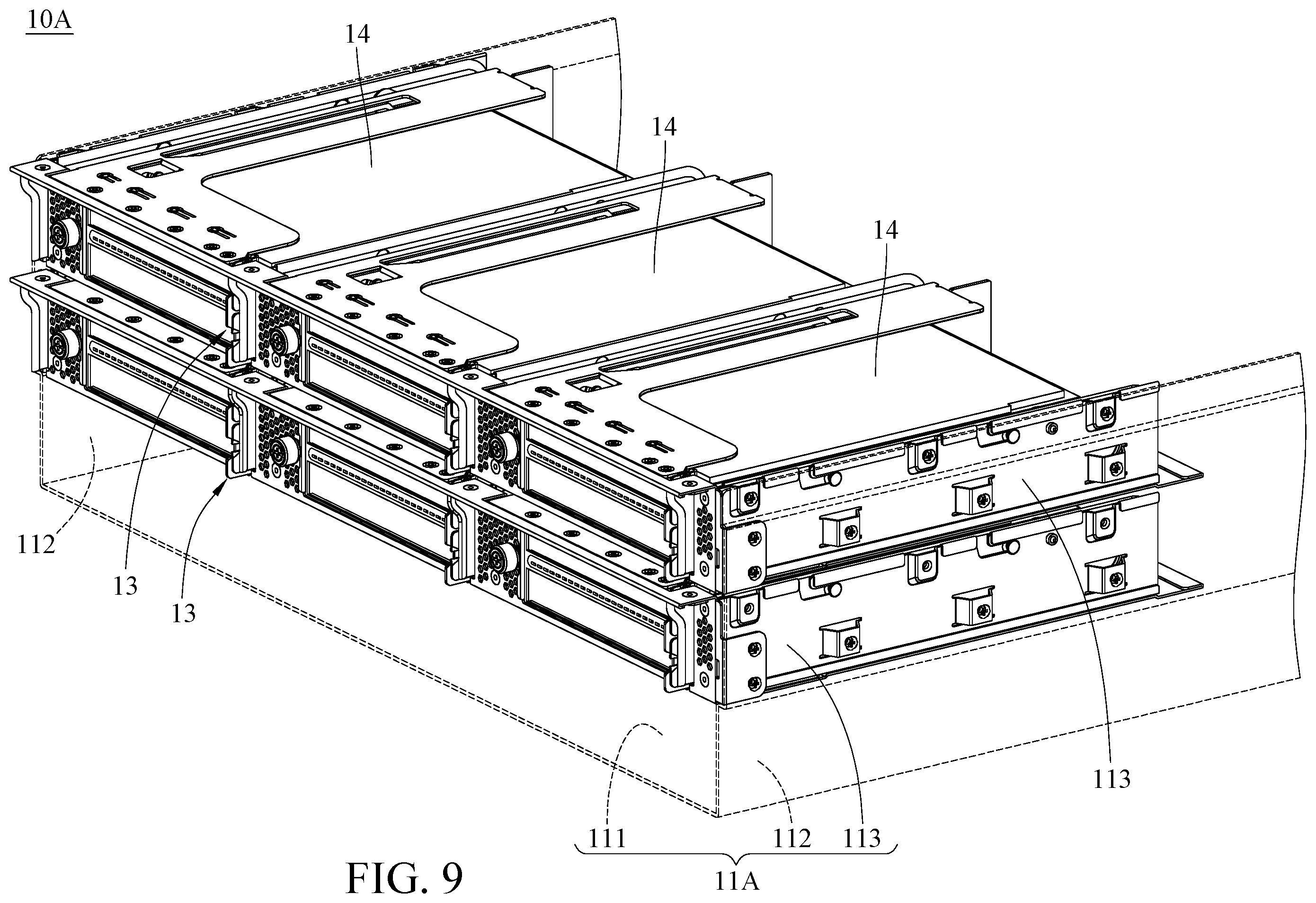 Patent US12356576 Figure 9 – Server and expansion cage assembly