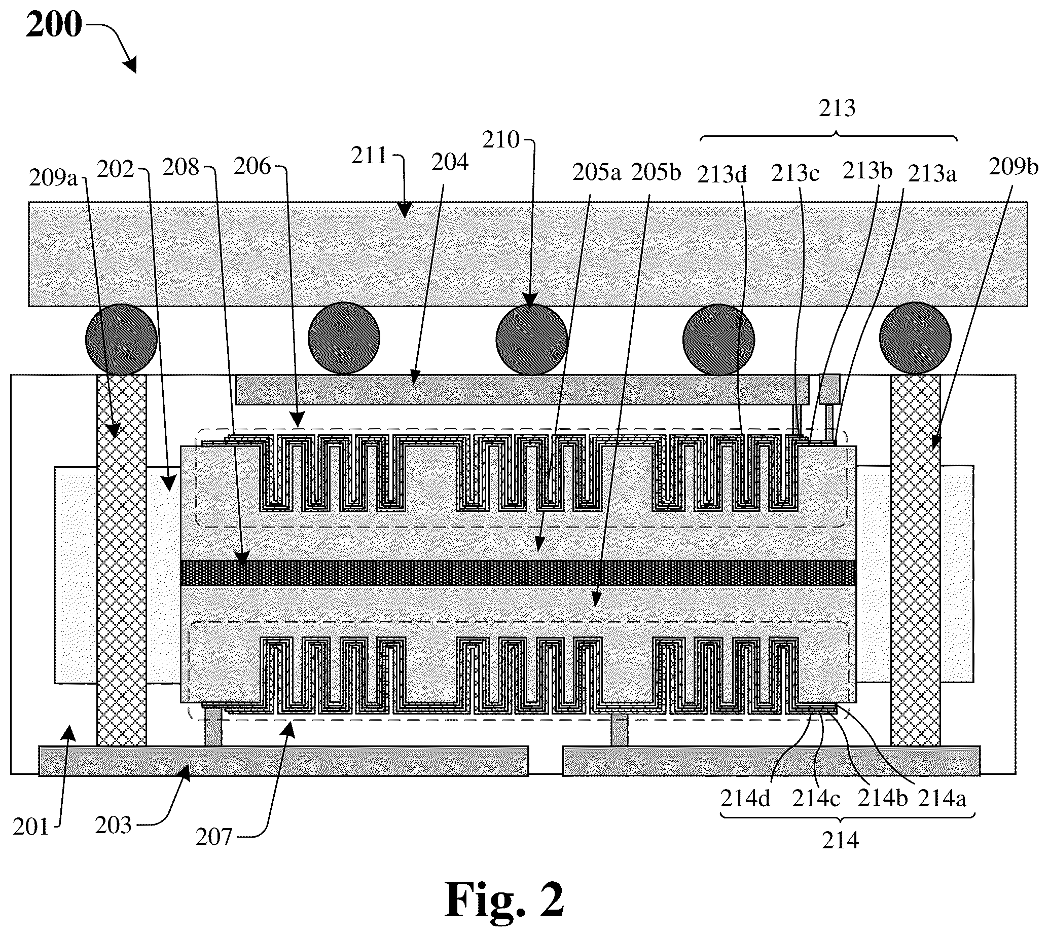 Patent US12356639 Figure 2 – Double-sided stacked DTC structure