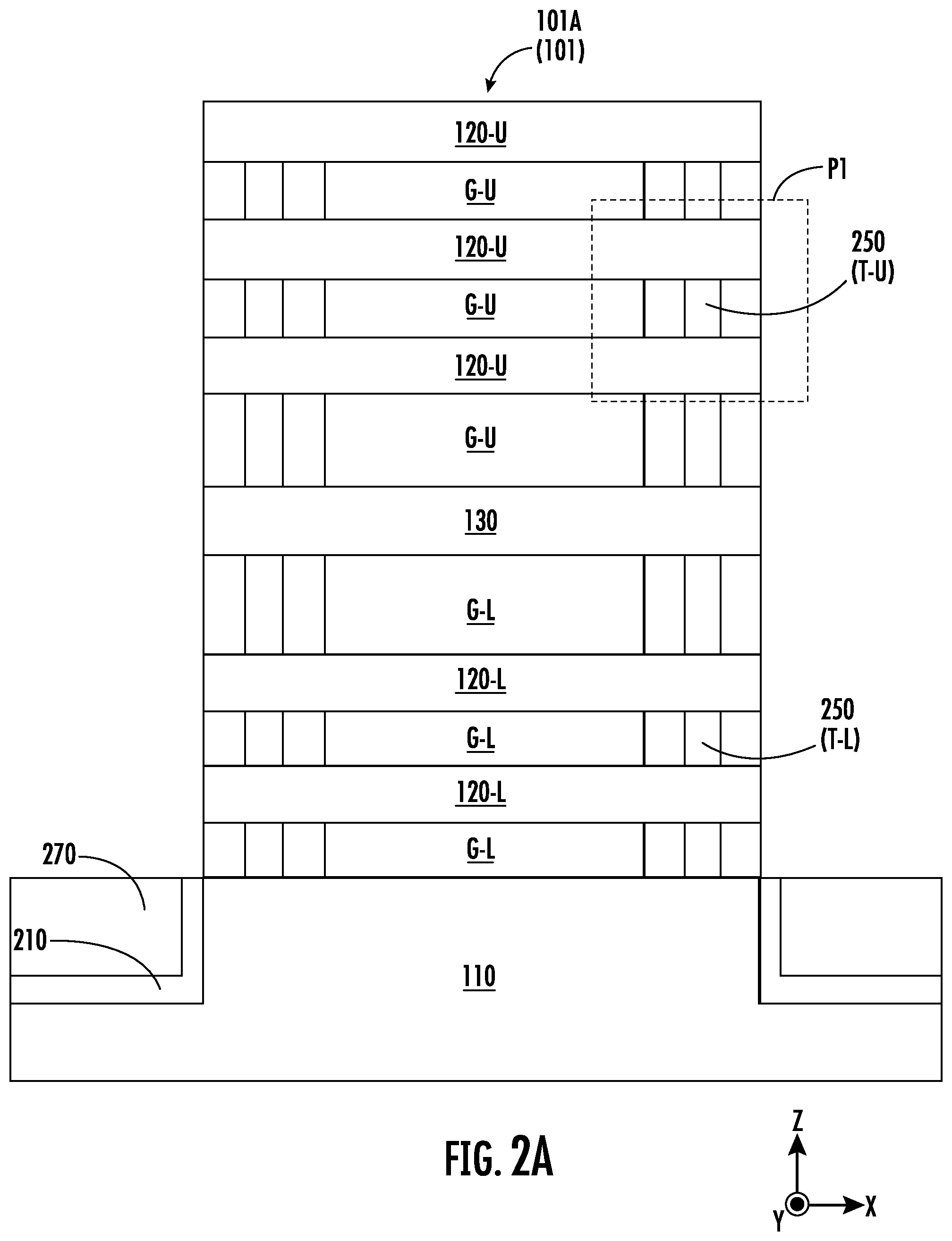 Patent US12356689 Figure 2 – Transistor stacks having insulating spacers, and related fabrication methods