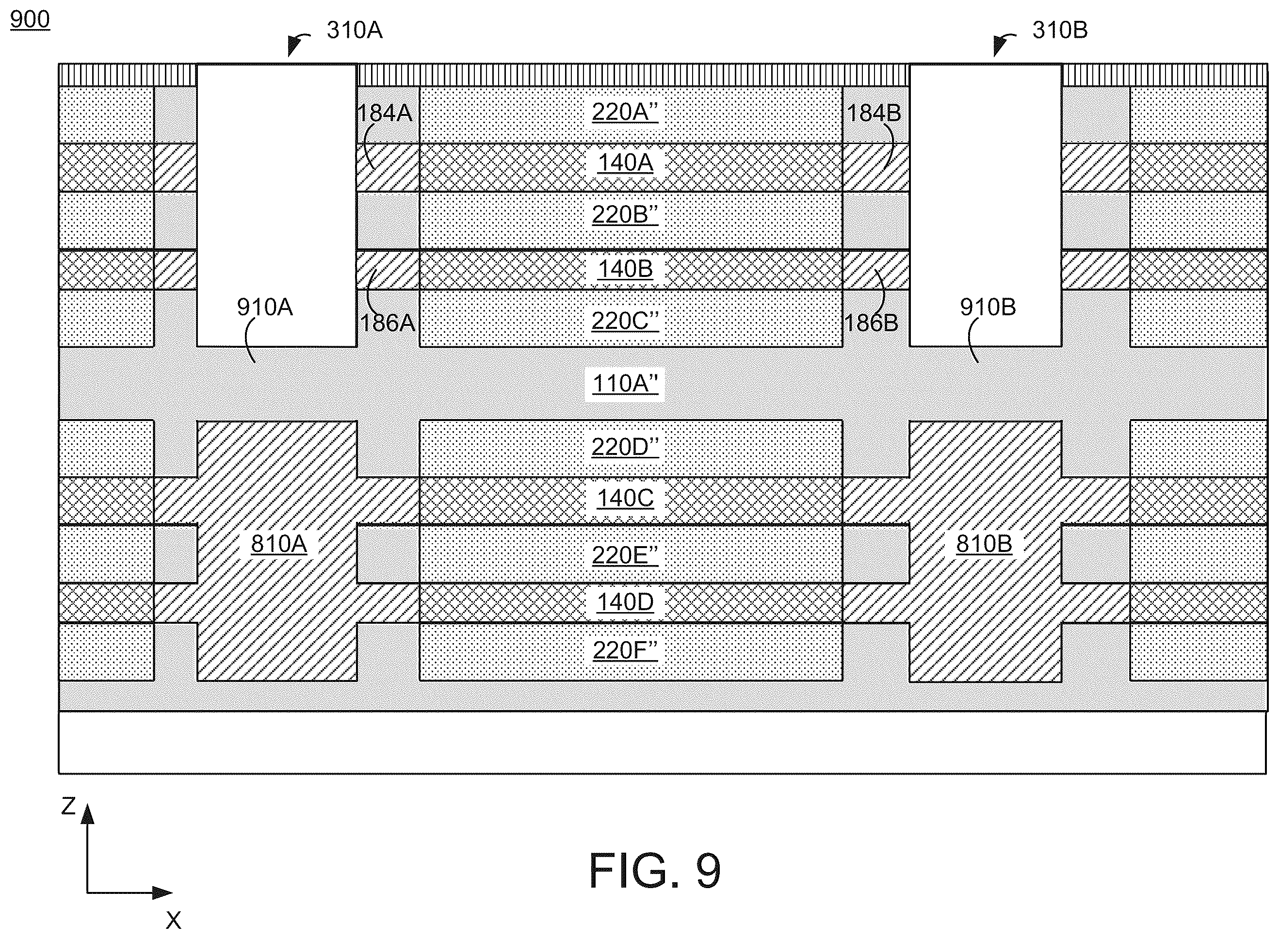Patent US12356706 Figure 10 – Methods for forming high performance three dimensionally stacked transistors based on dielectric nano sheets