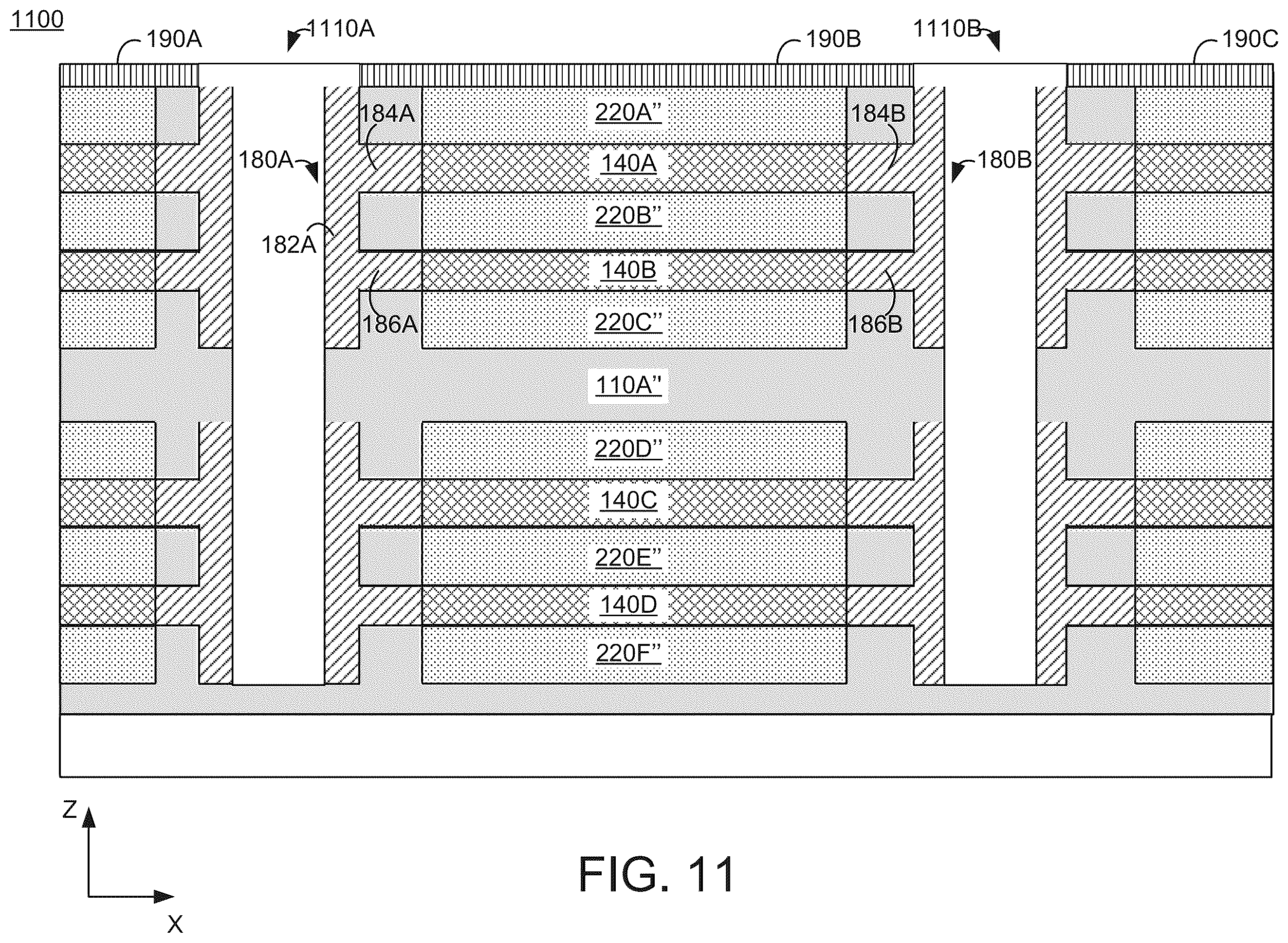 Patent US12356706 Figure 12 – Methods for forming high performance three dimensionally stacked transistors based on dielectric nano sheets