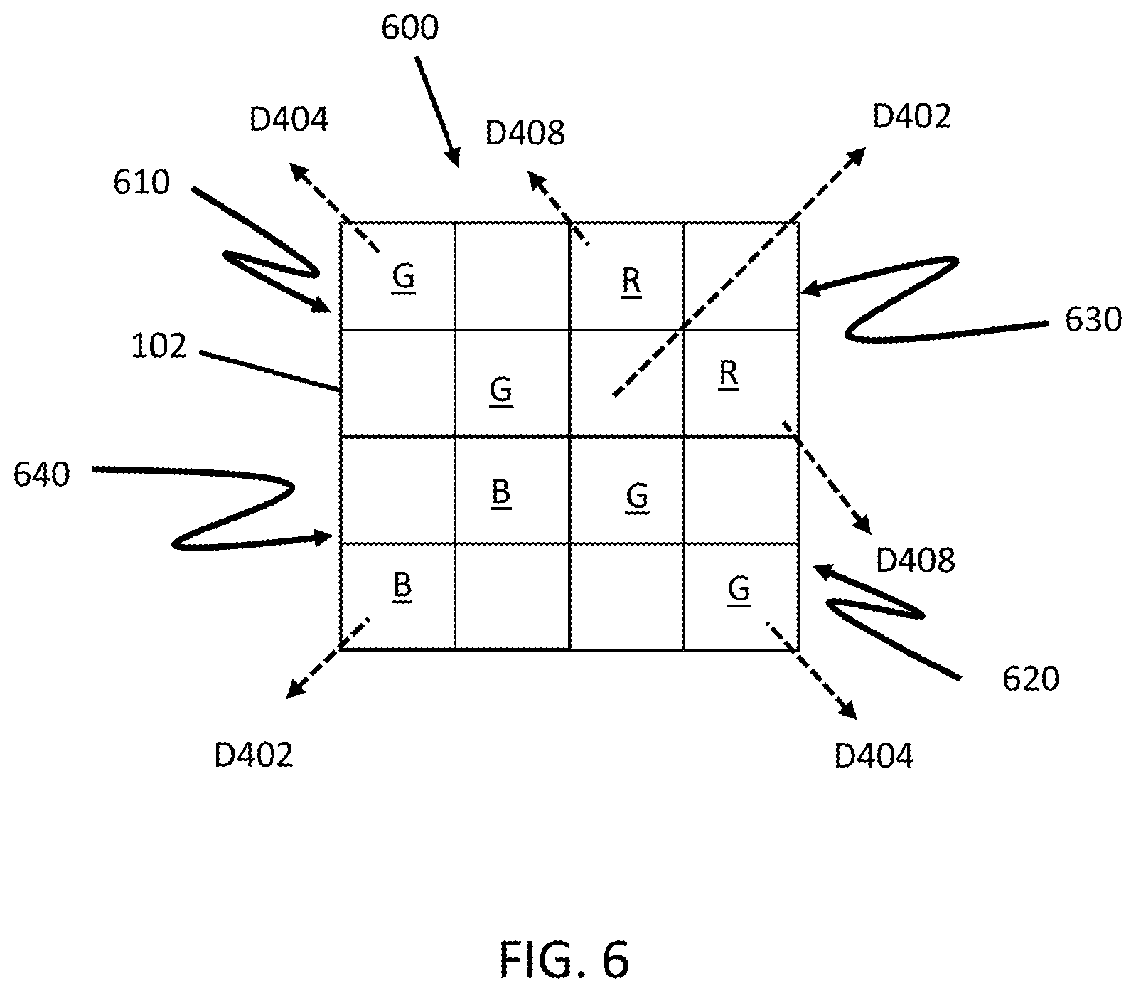 Patent US12356744 Figure 6 – Color filter array apparatus