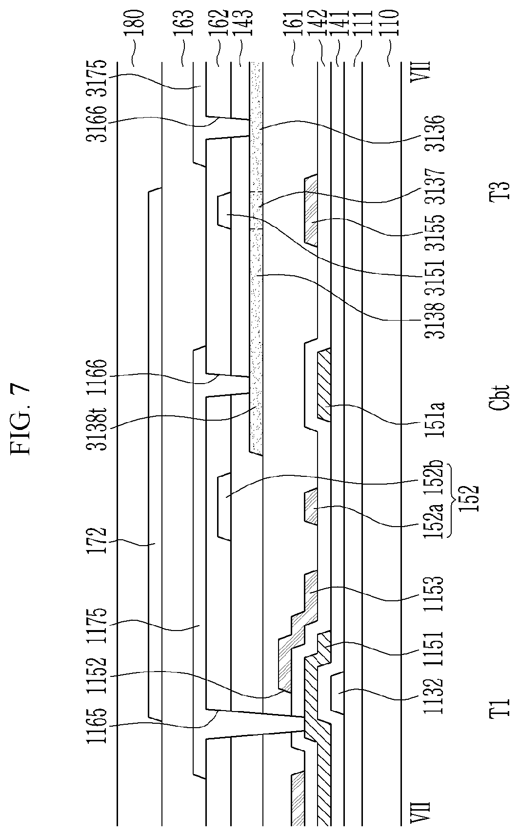 Patent US12356823 Figure 7 – Display device that can prevent deterioration of transmittance while preventing contrast deterioration