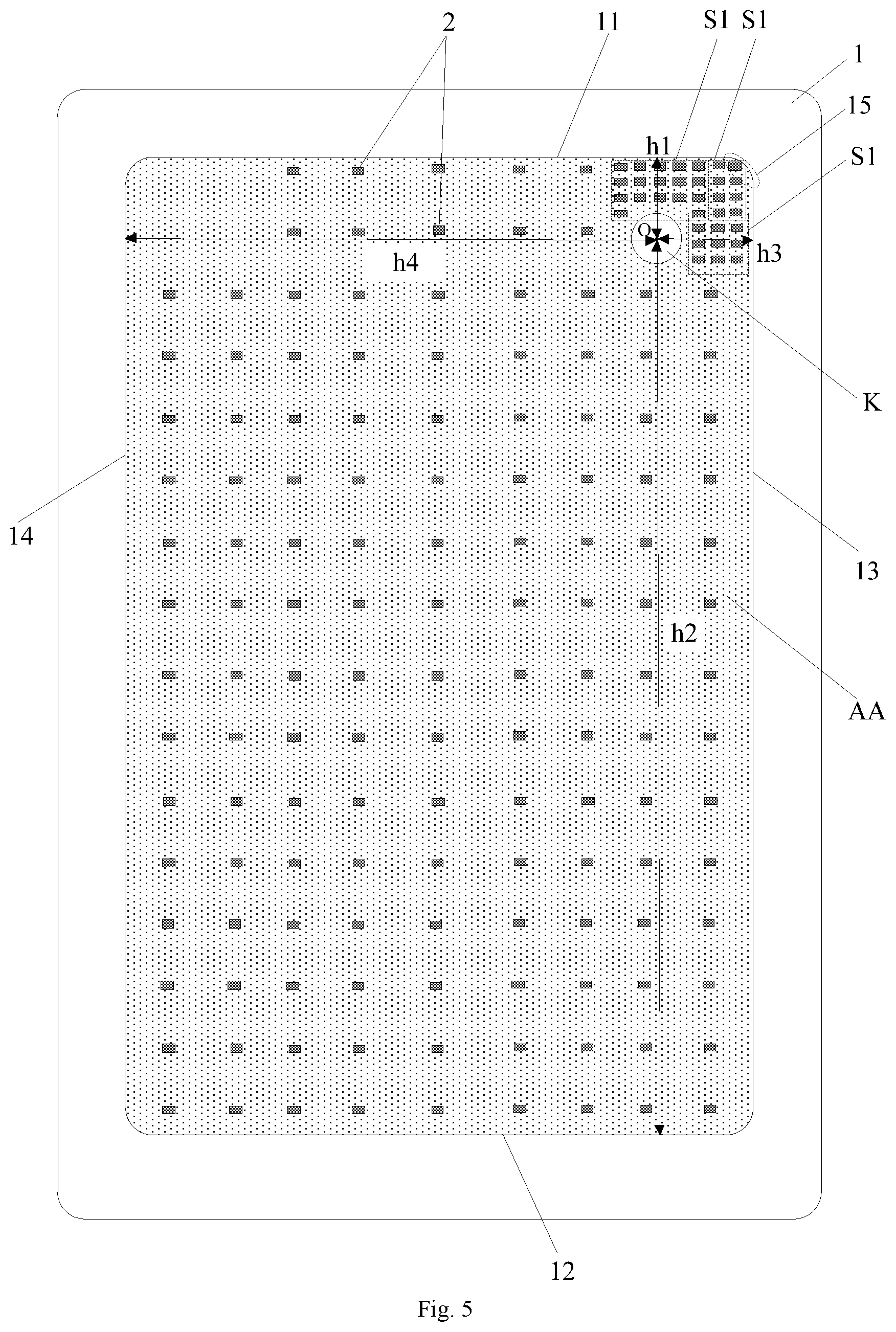 Patent US12356835 Figure 5 – Display panel with a through hole and display regions having different distribution densities of spacers, and display apparatus