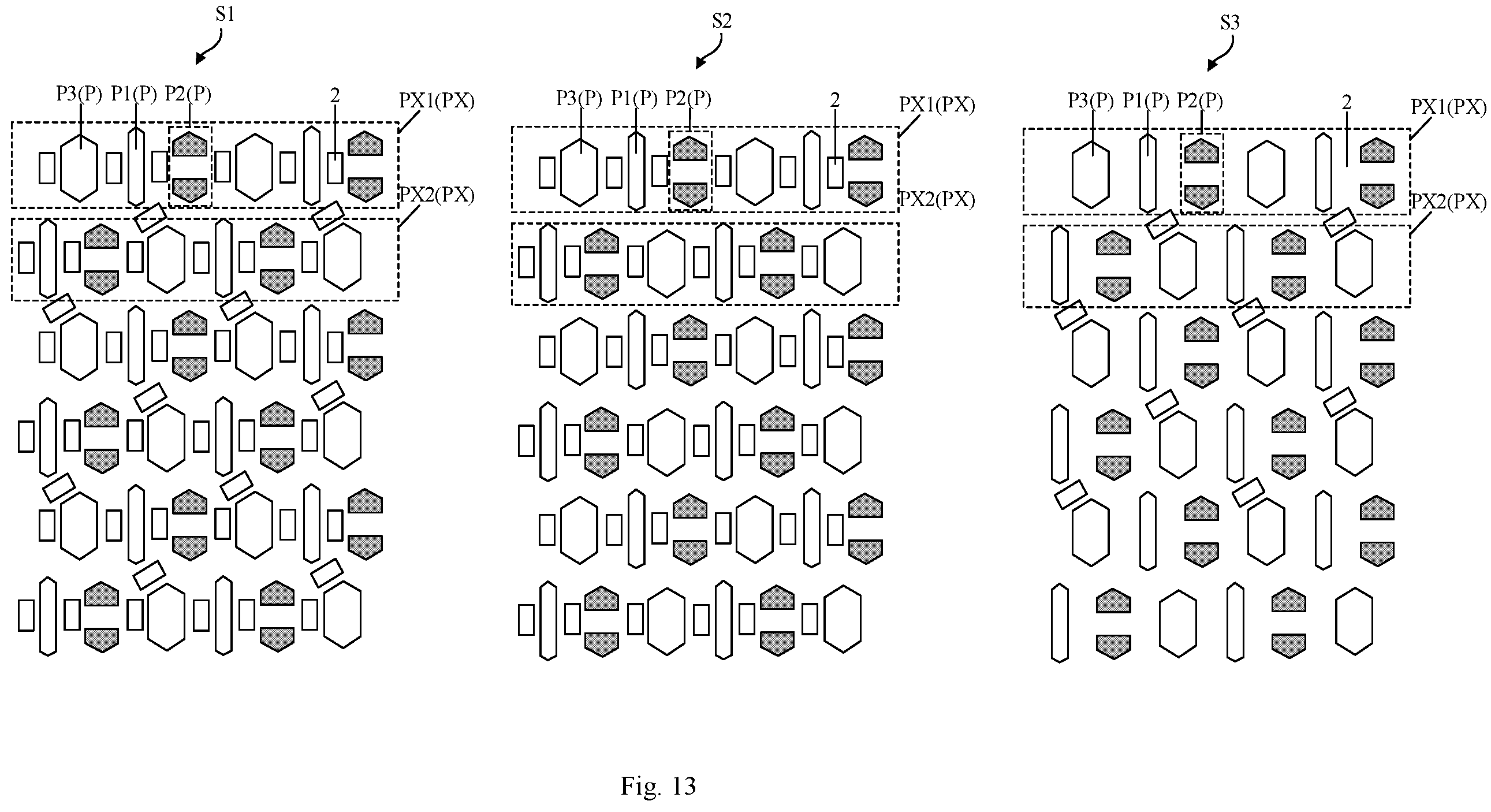 Patent US12356835 Figure 13 – Display panel with a through hole and display regions having different distribution densities of spacers, and display apparatus
