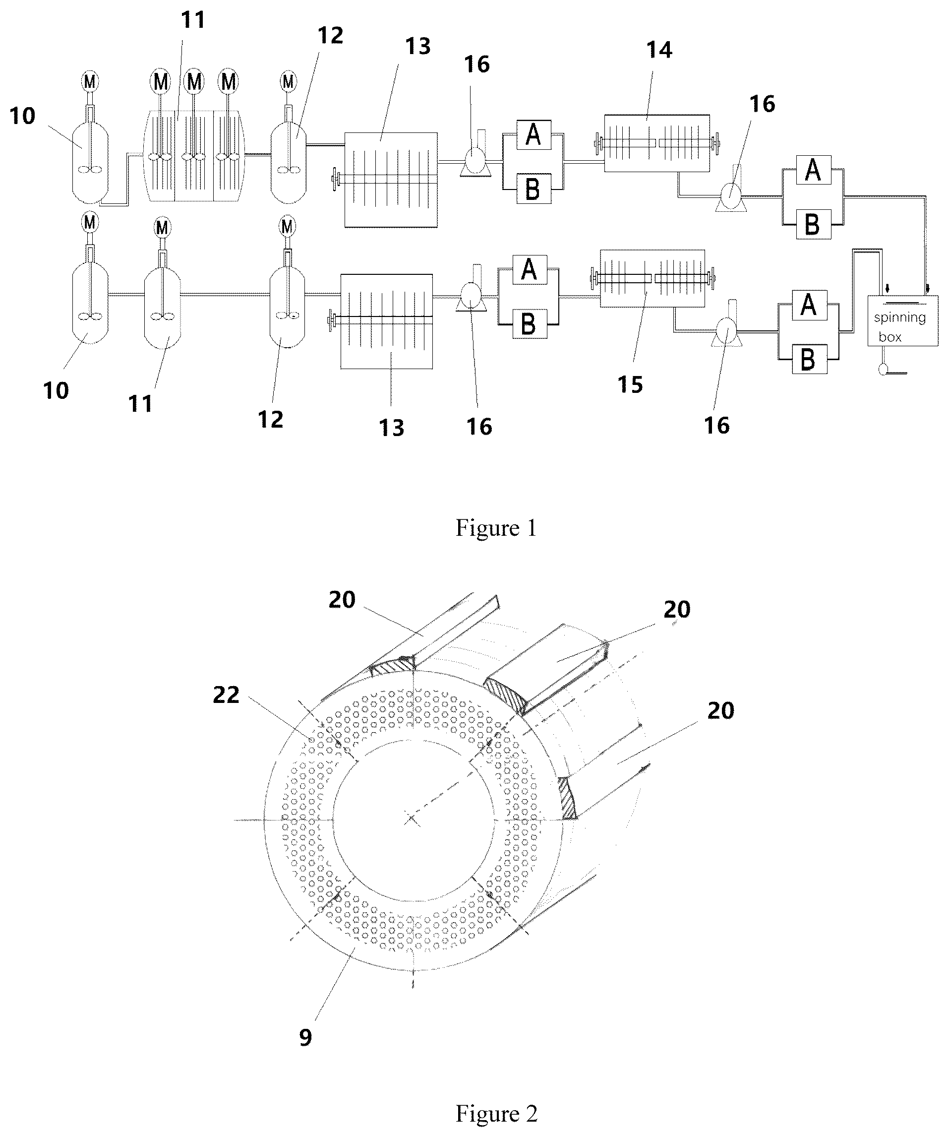 Patent US12359021 Figure 1 – High-viscosity PBT polymerization reactor and method for preparing direct melt-spun high-viscosity PBT/low-viscosity PET two-component elastic fiber