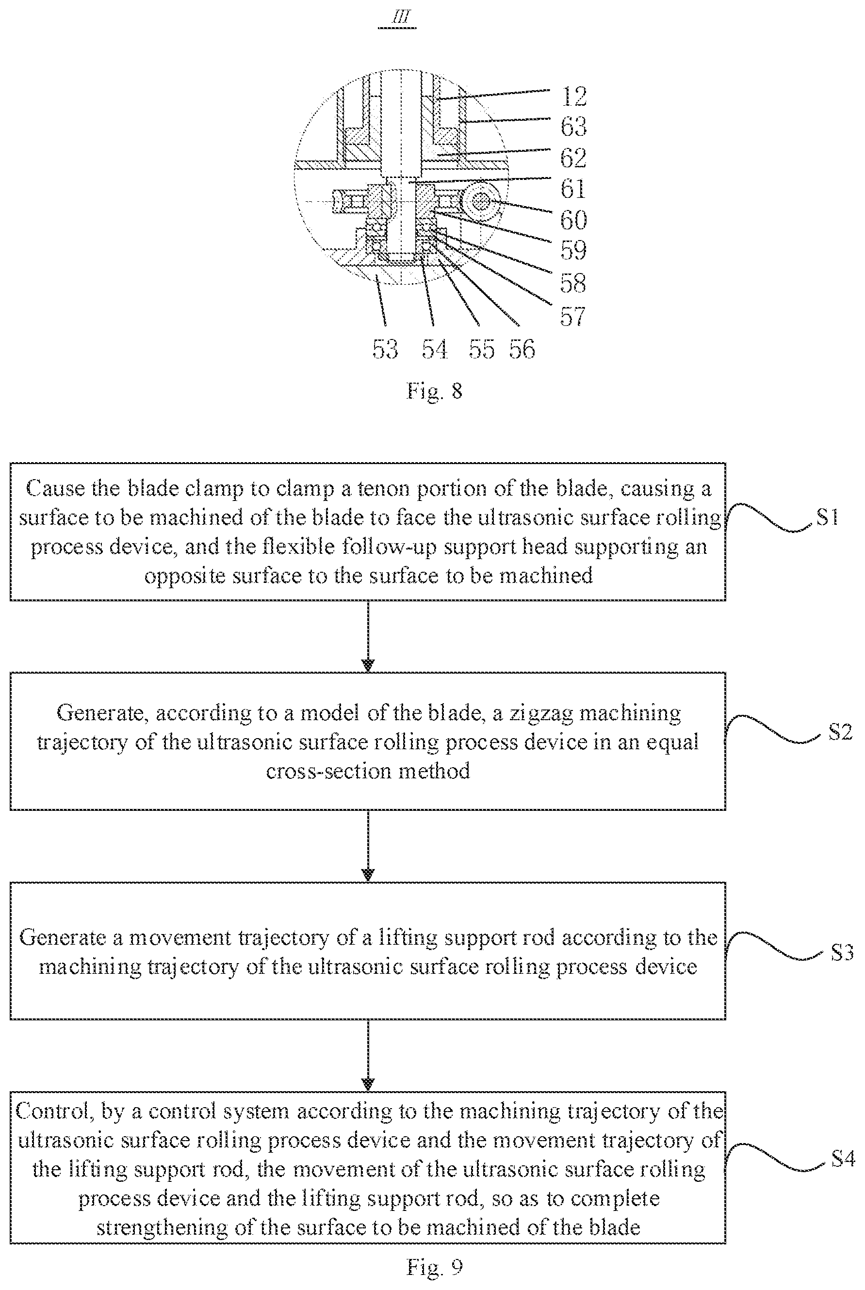 Patent US12359271 Figure 4 – Robot machining system and control method for ultrasonic surface rolling process of aircraft engine blade