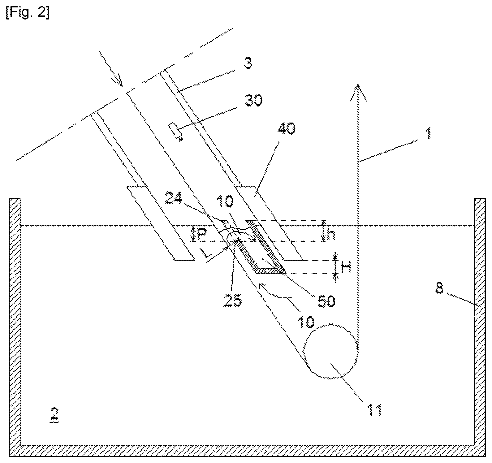 Patent US12359296 Figure 2 – Device for removing mattes from the surface of a liquid metal bath inside a duct of a line for continuously coating a metal strip