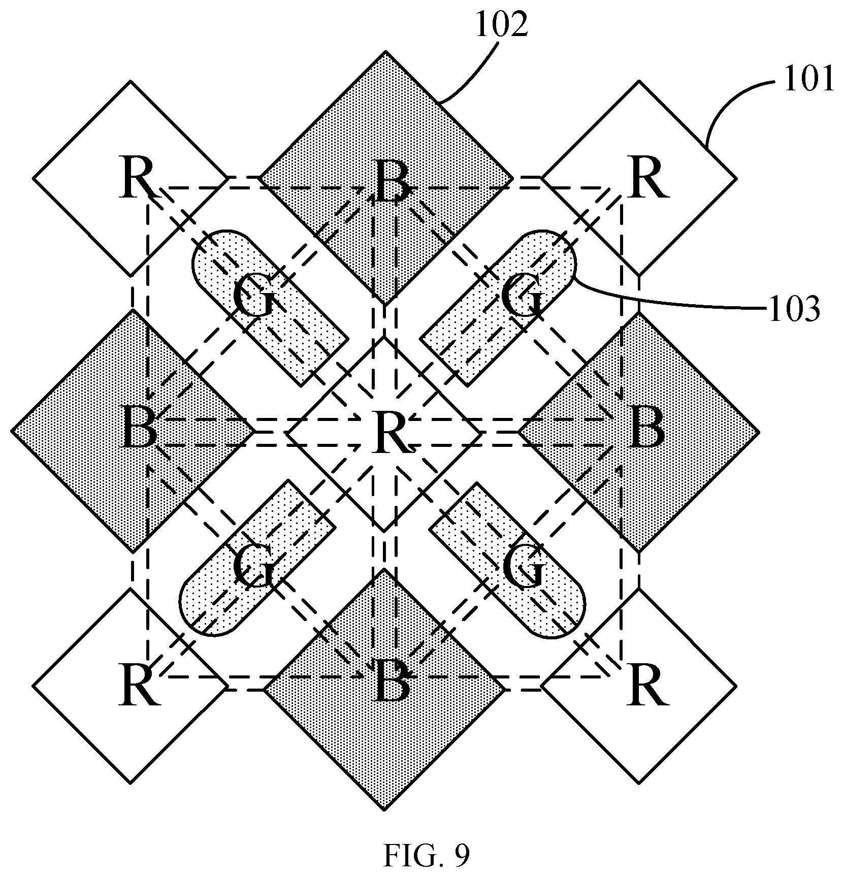 Patent US12359301 Figure 9 – Pixel arrangement, manufacturing method thereof, display panel, display device and mask