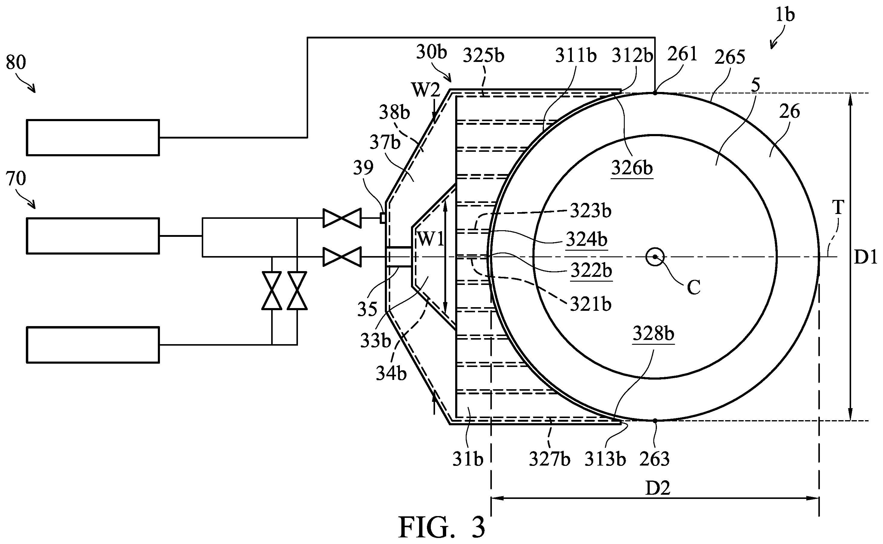 Patent US12359318 Figure 3 – Mechanisms for supplying process gas into wafer process apparatus