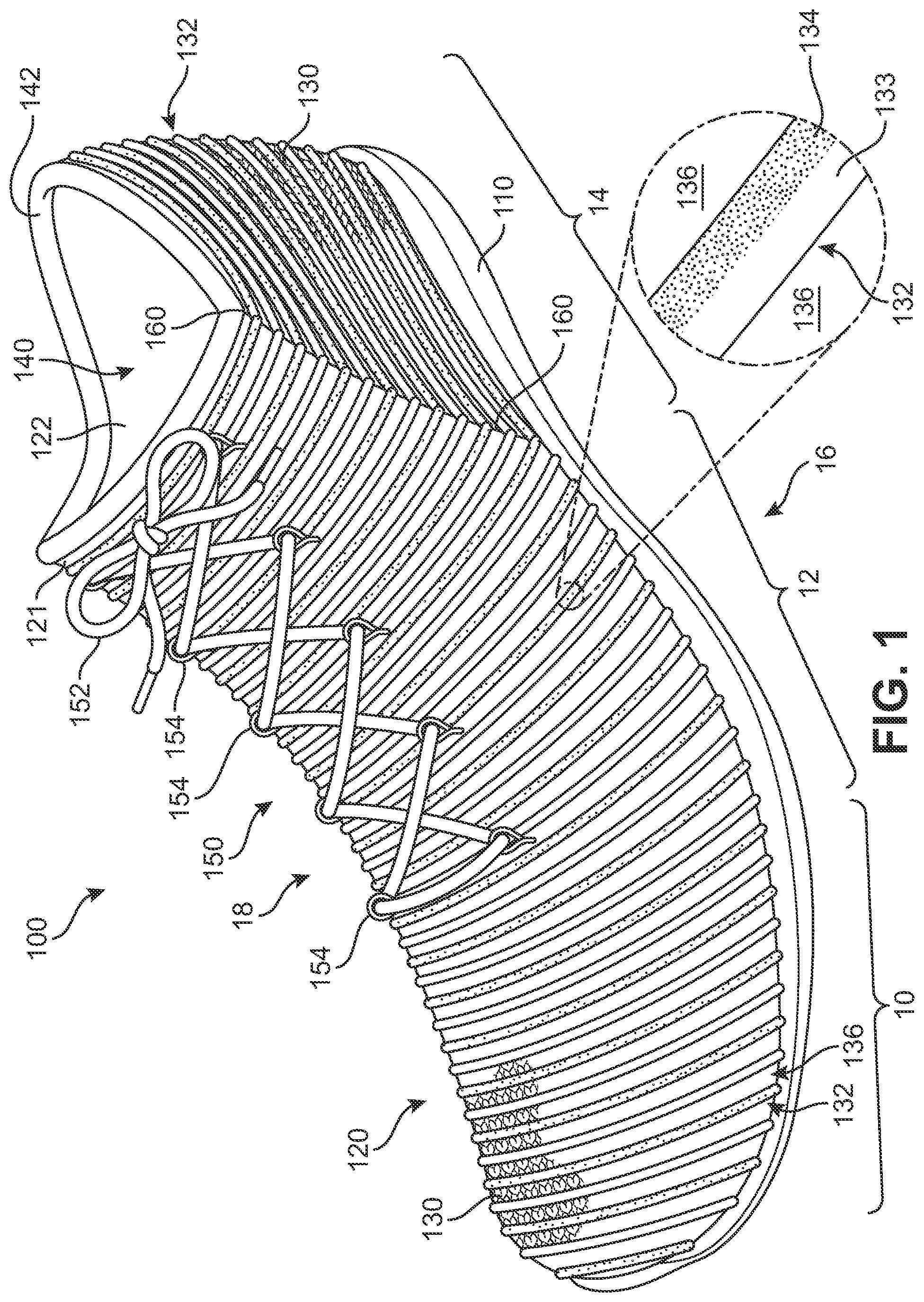 Patent US12359352 — Knitted components exhibiting color shifting effects — Figure 1