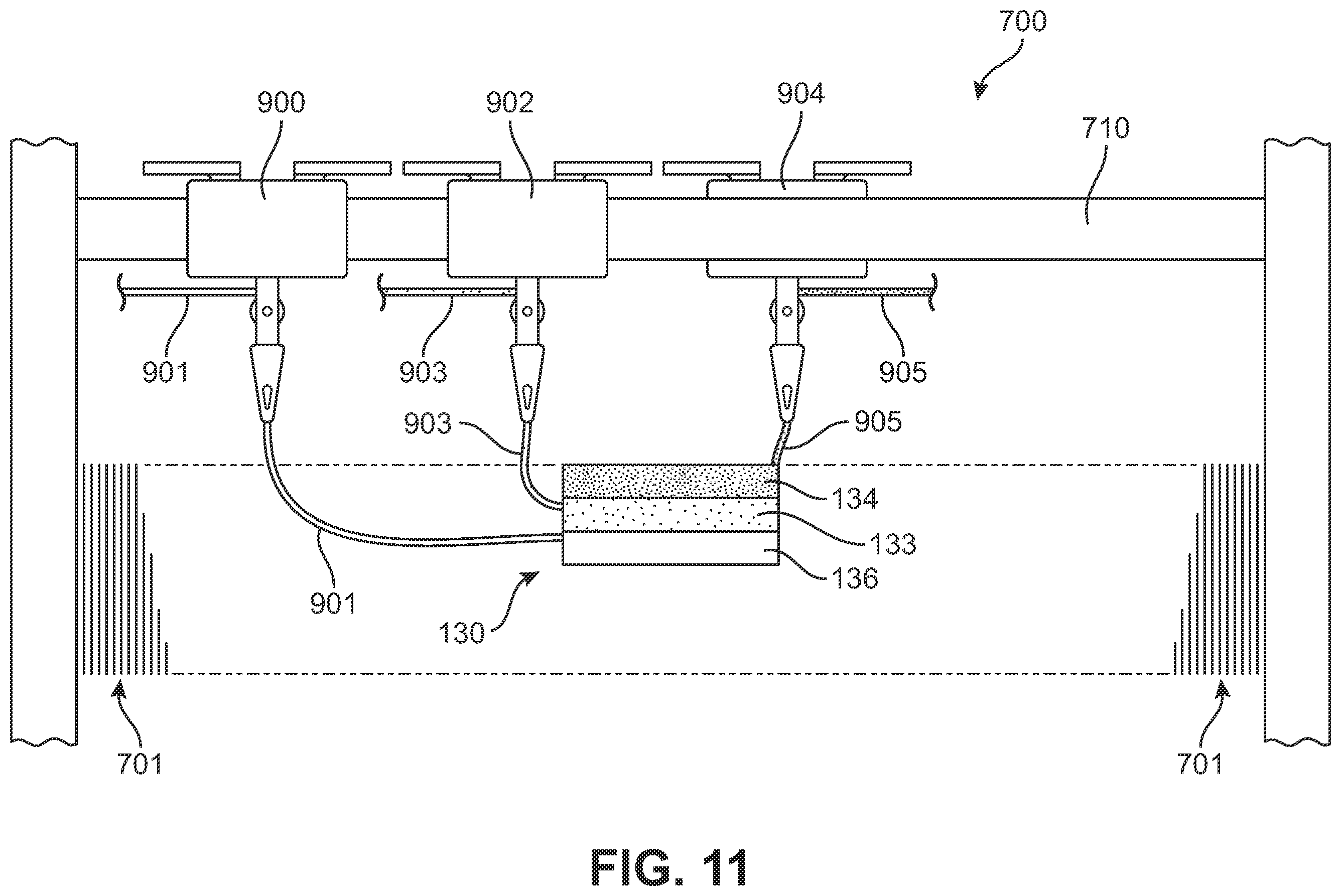 Patent US12359352 Figure 11 – Knitted components exhibiting color shifting effects