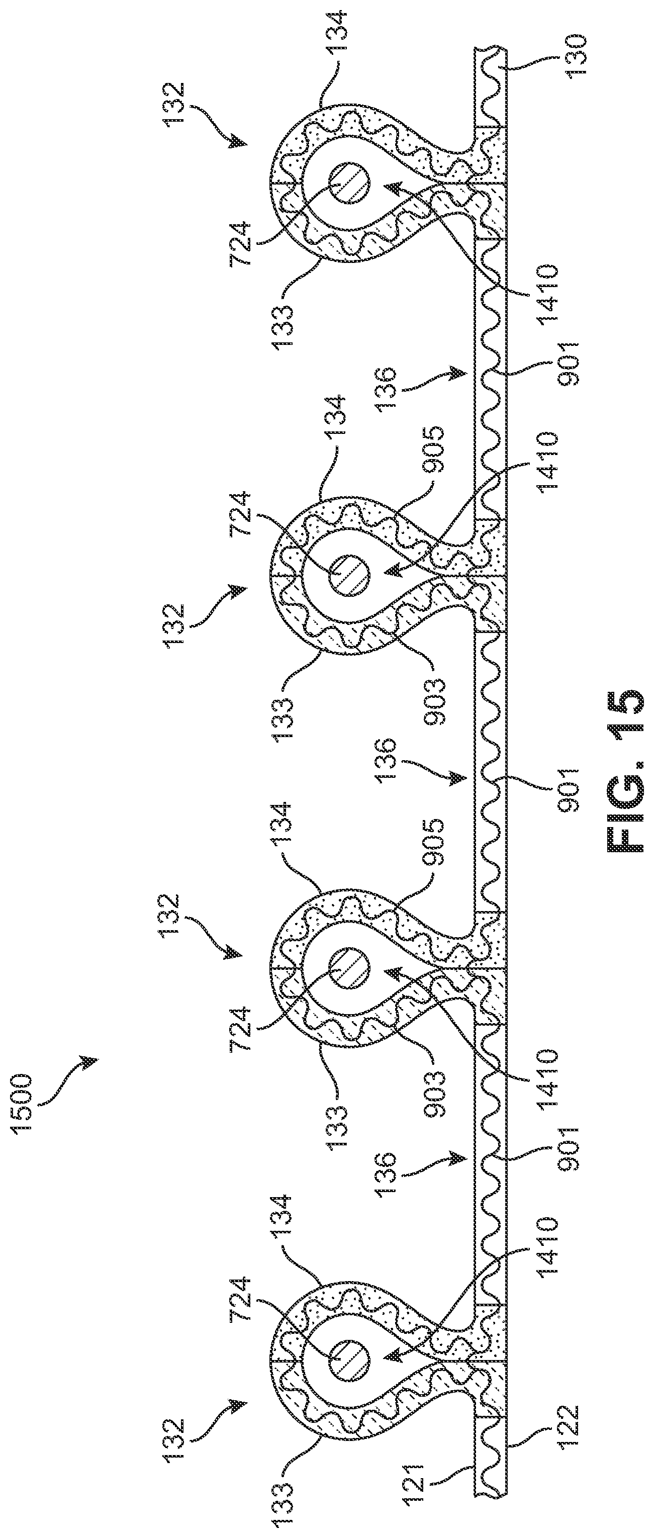 Patent US12359352 Figure 15 – Knitted components exhibiting color shifting effects