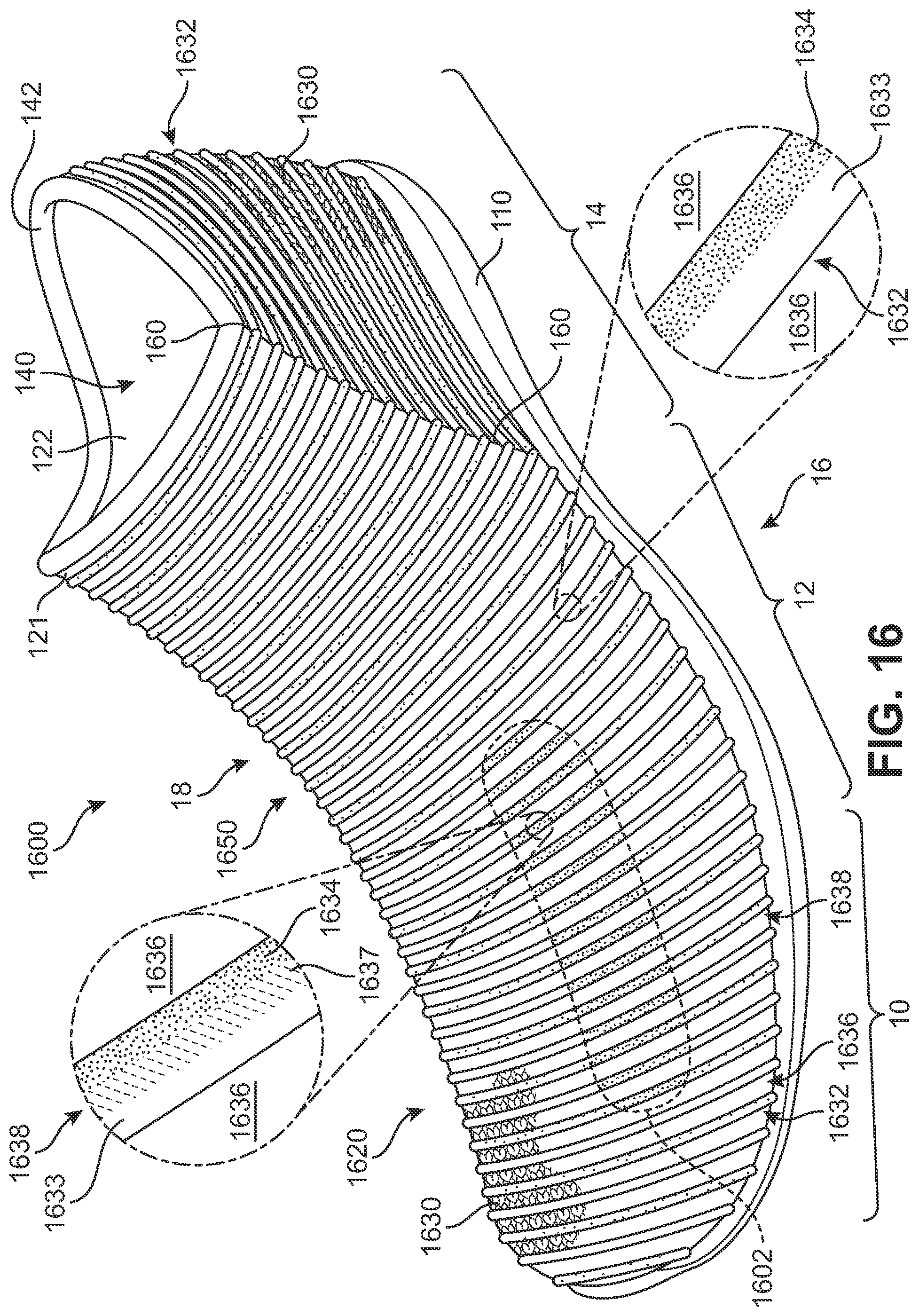 Patent US12359352 Figure 16 – Knitted components exhibiting color shifting effects