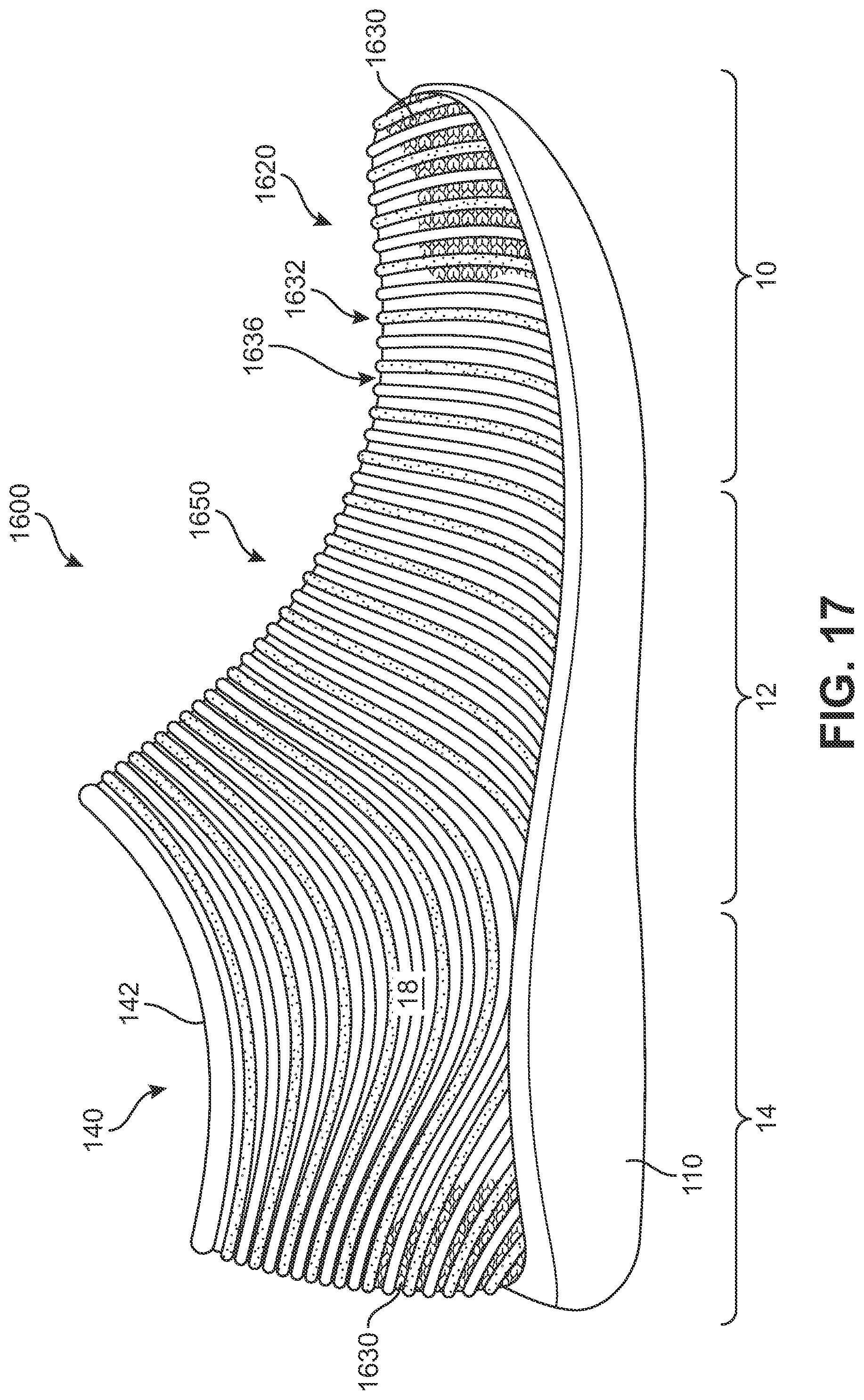 Patent US12359352 Figure 17 – Knitted components exhibiting color shifting effects