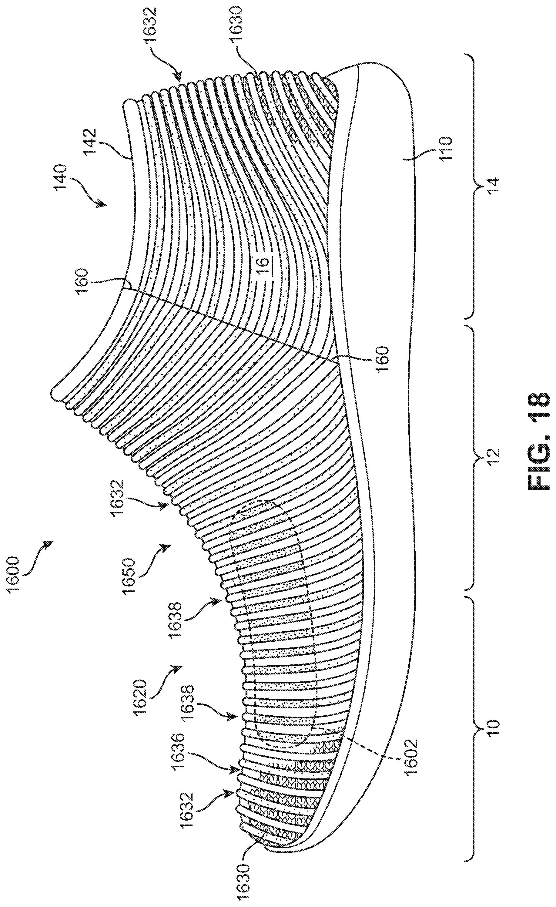 Patent US12359352 Figure 18 – Knitted components exhibiting color shifting effects