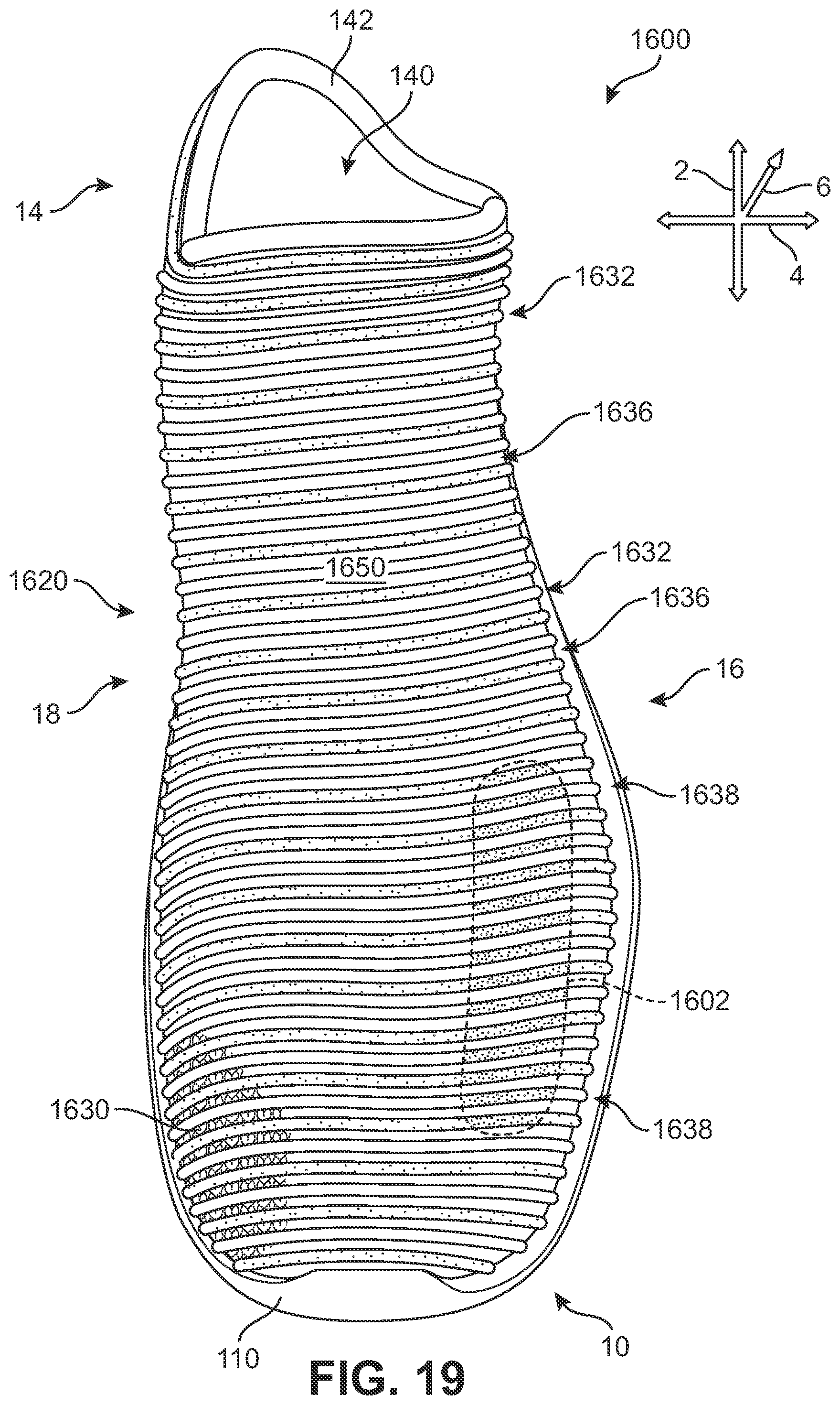 Patent US12359352 Figure 19 – Knitted components exhibiting color shifting effects