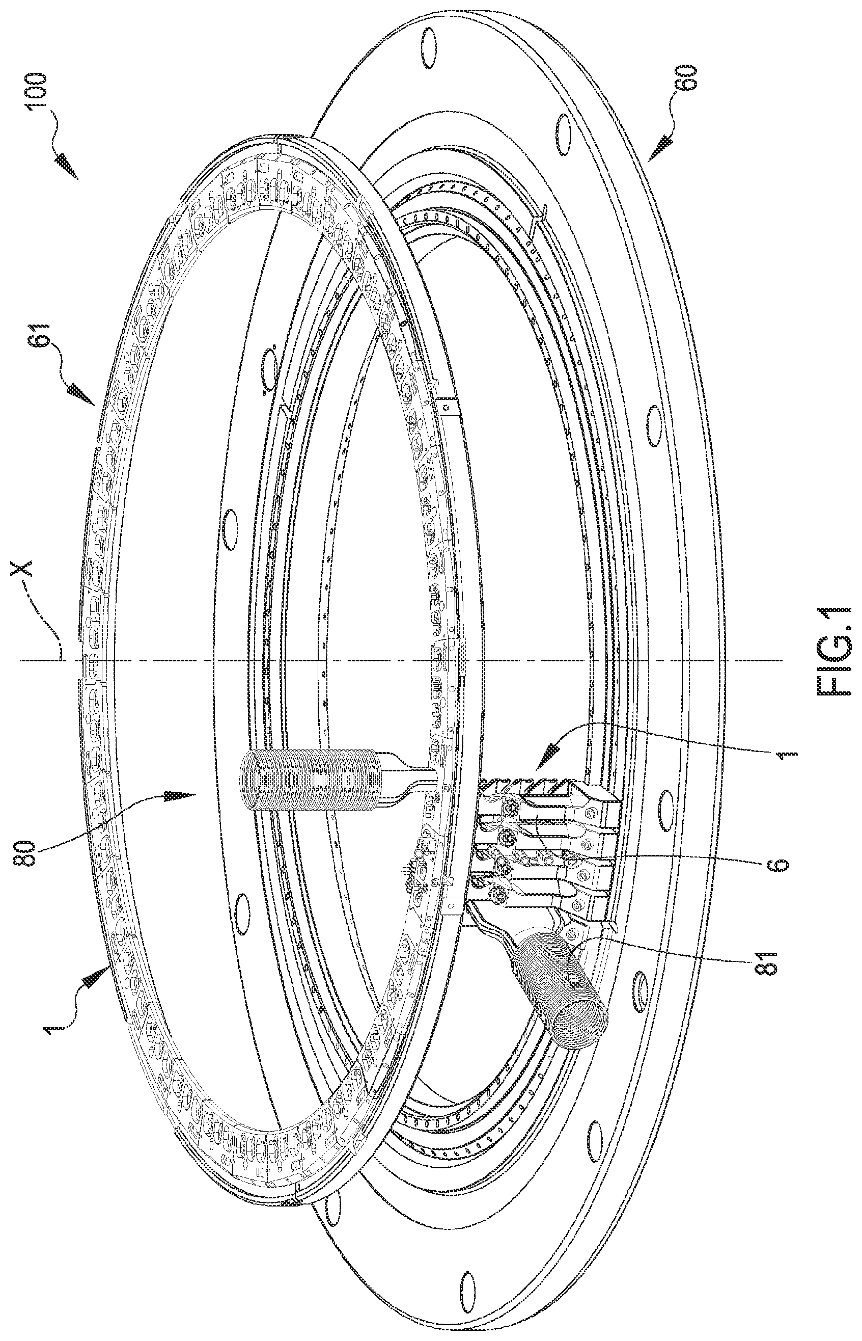 Patent US12359353 Figure 1 – Support and control device for circular knitting machines