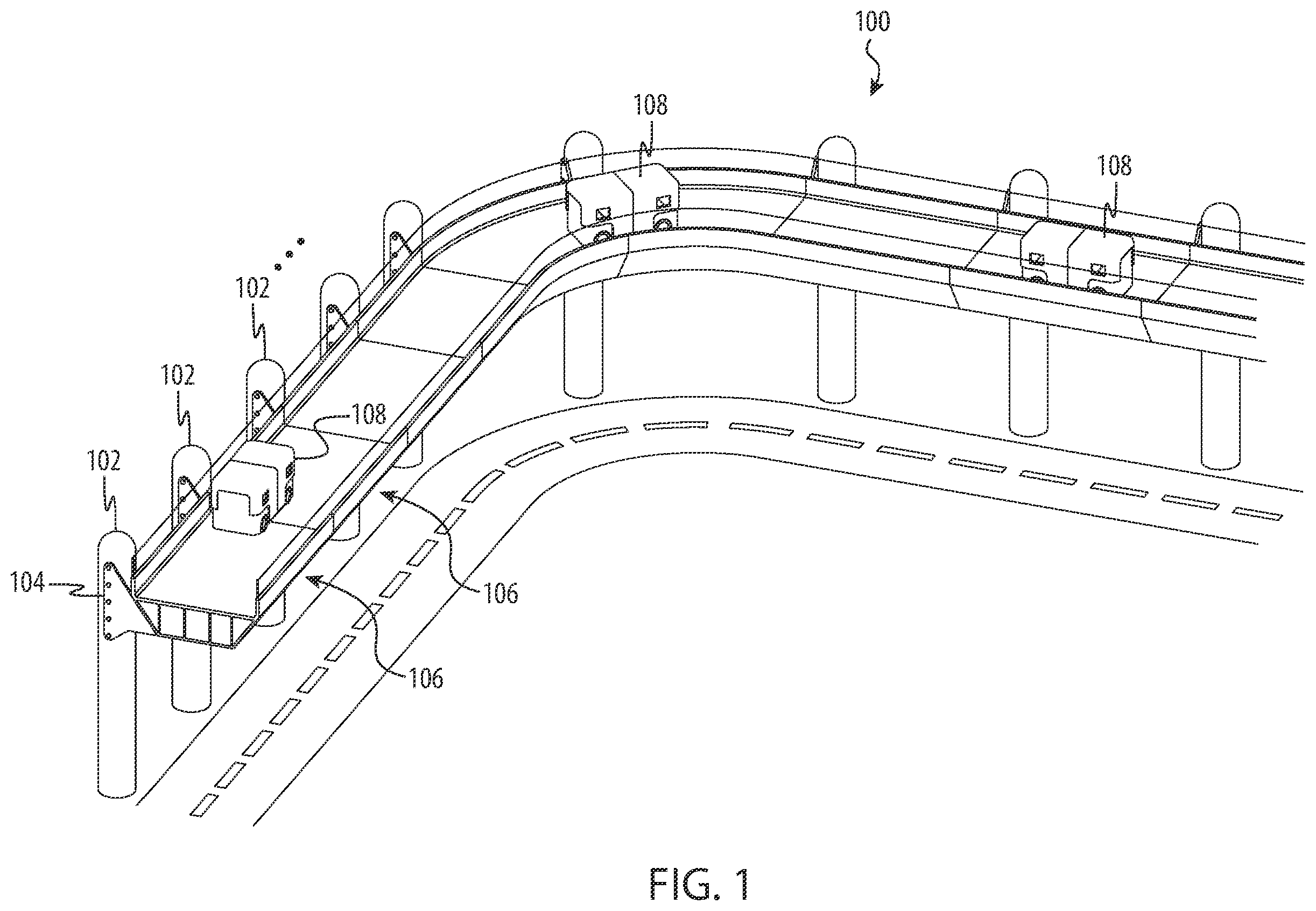 Patent US12359378 Figure 1 – Roadway infrastructure for autonomous vehicles
