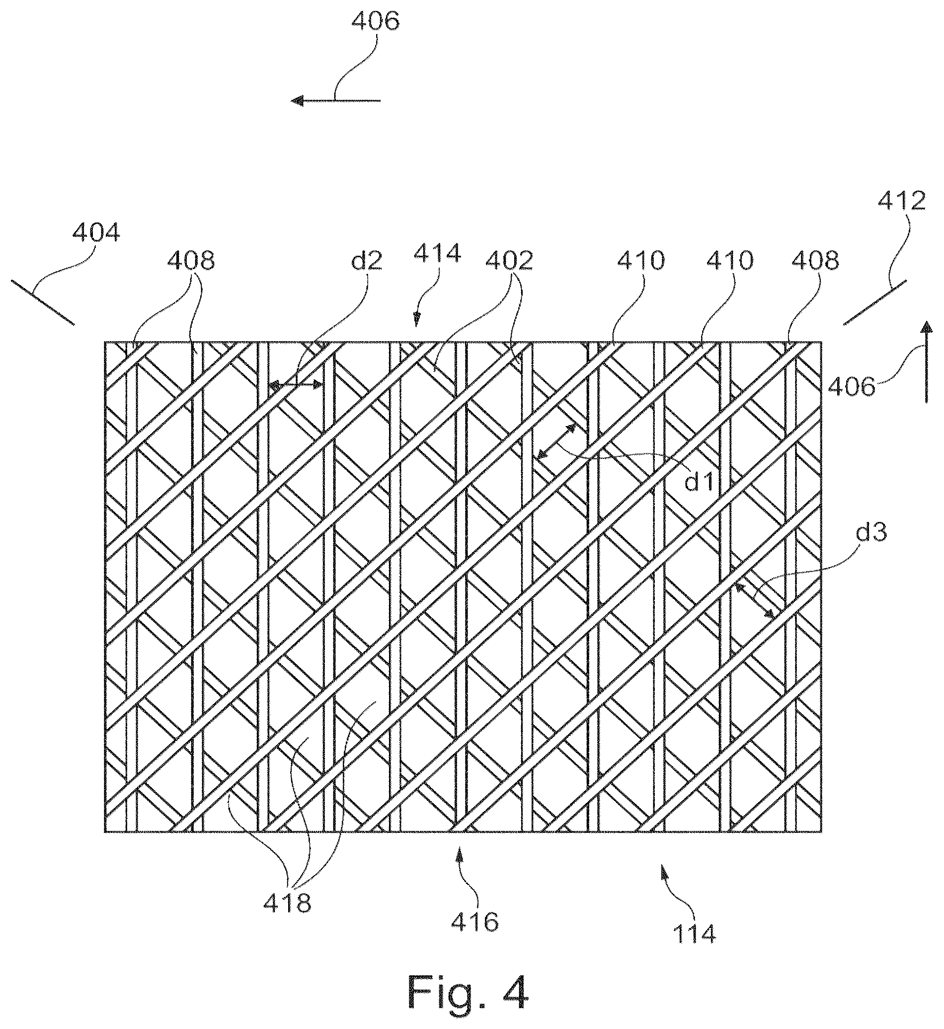 Patent US12359379 Figure 4 – Artificial turf system including a geogrid and an existing turf
