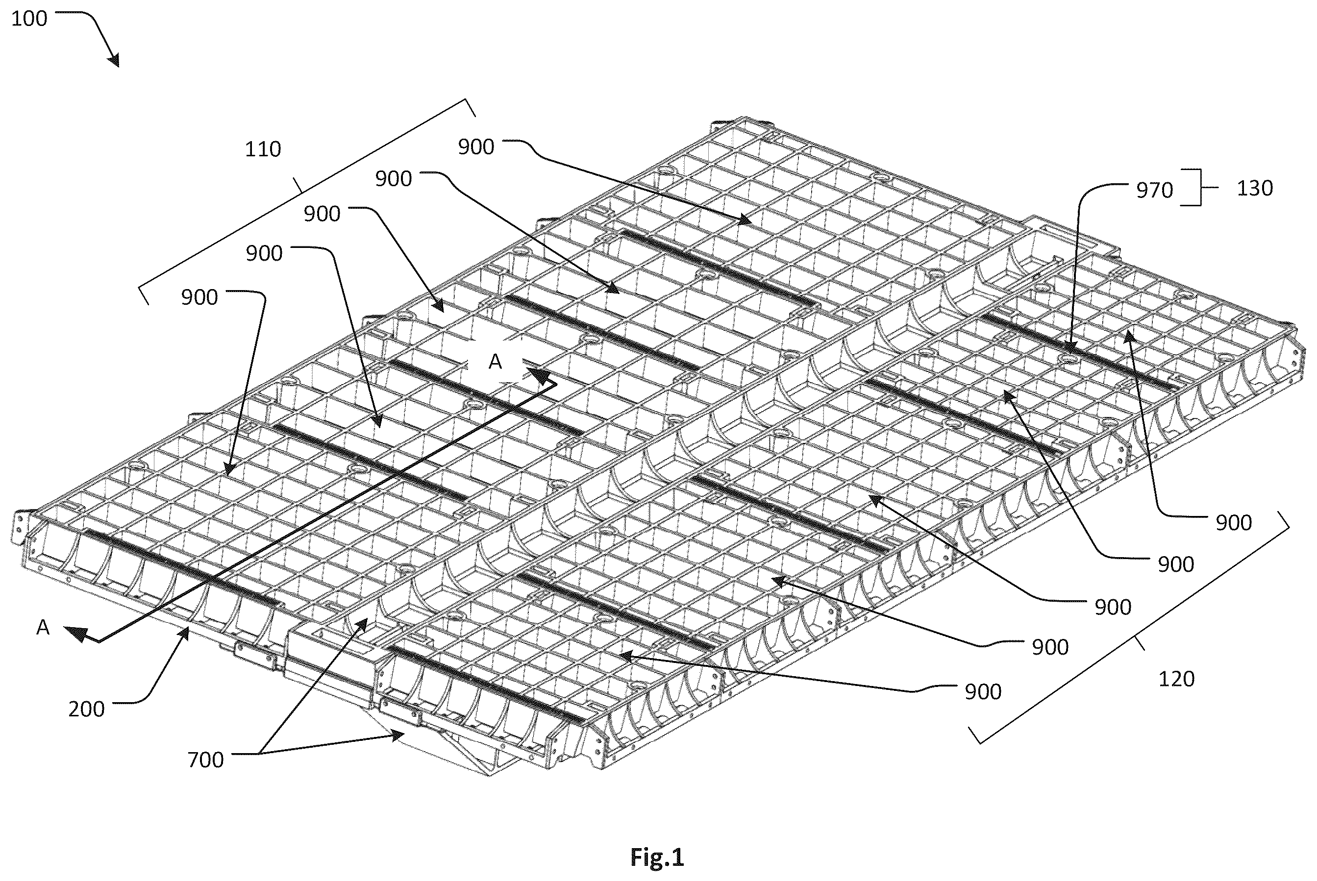 Patent US12359391 Figure 1 – Modular access cover