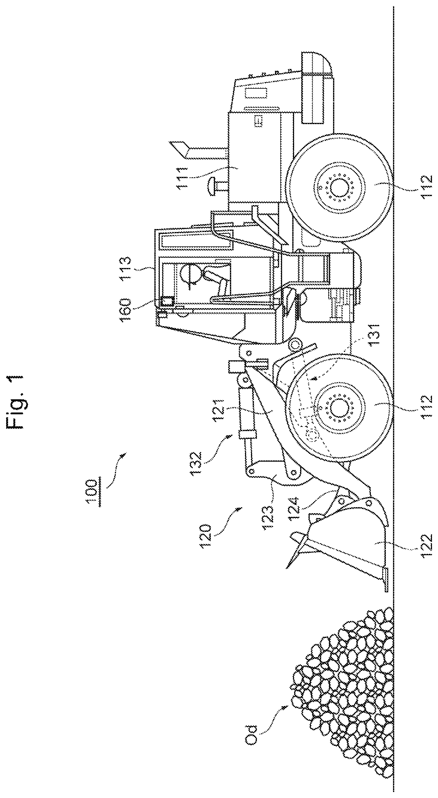 Patent US12359394 Figure 1 – Work vehicle