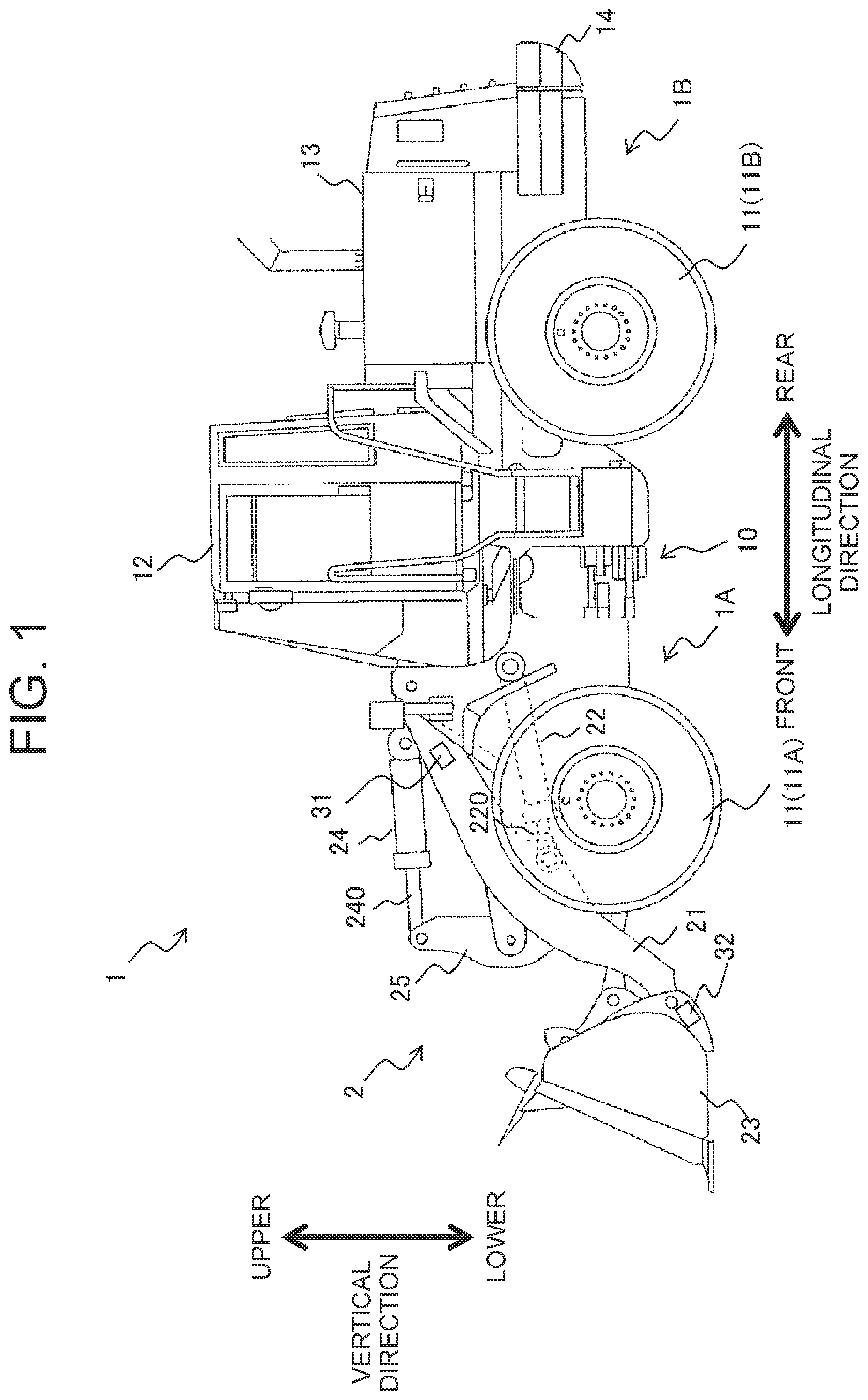 Patent US12359402 Figure 1 – Work vehicle