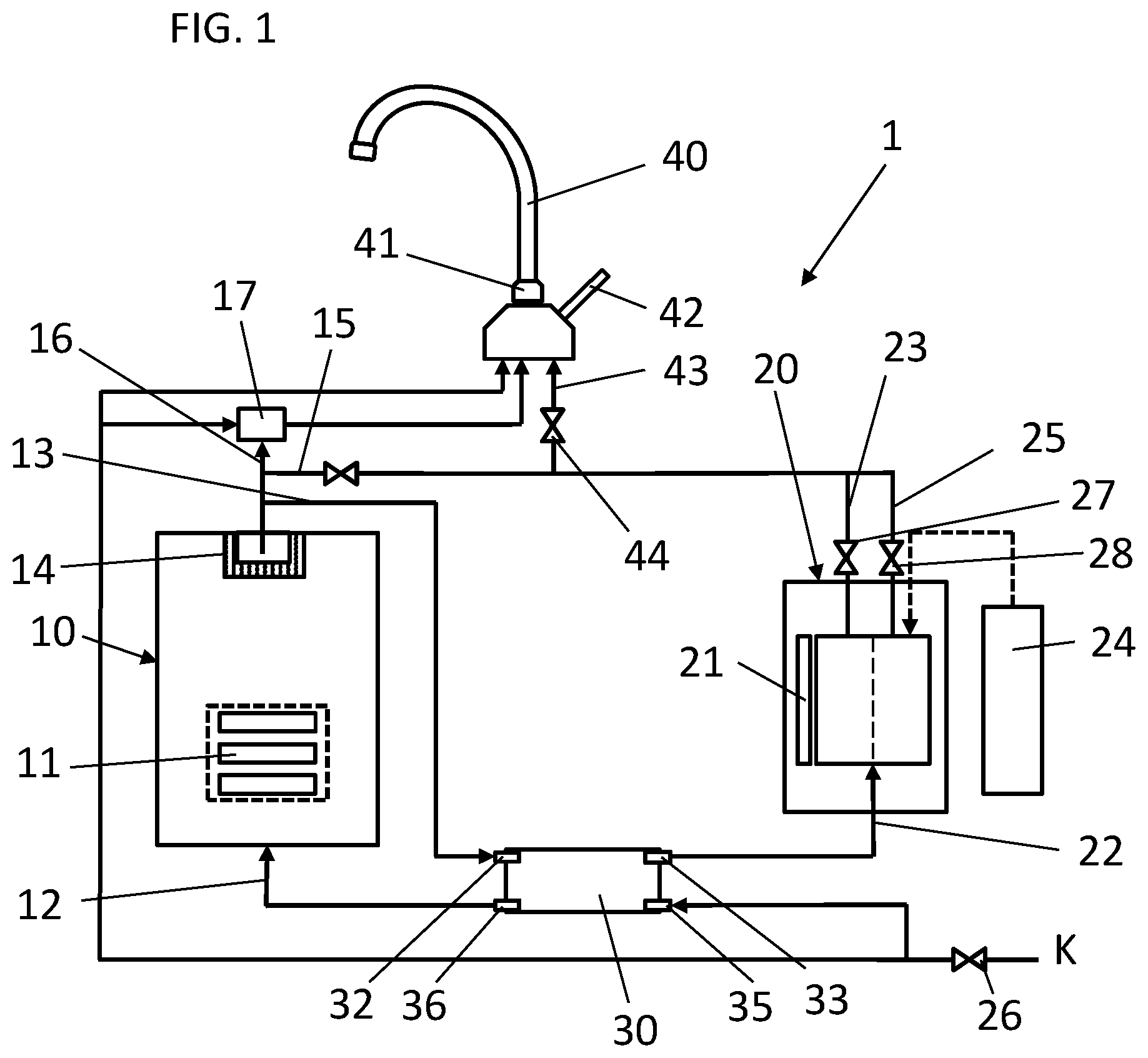 Patent US12359410 Figure 1 – Water dispensing device