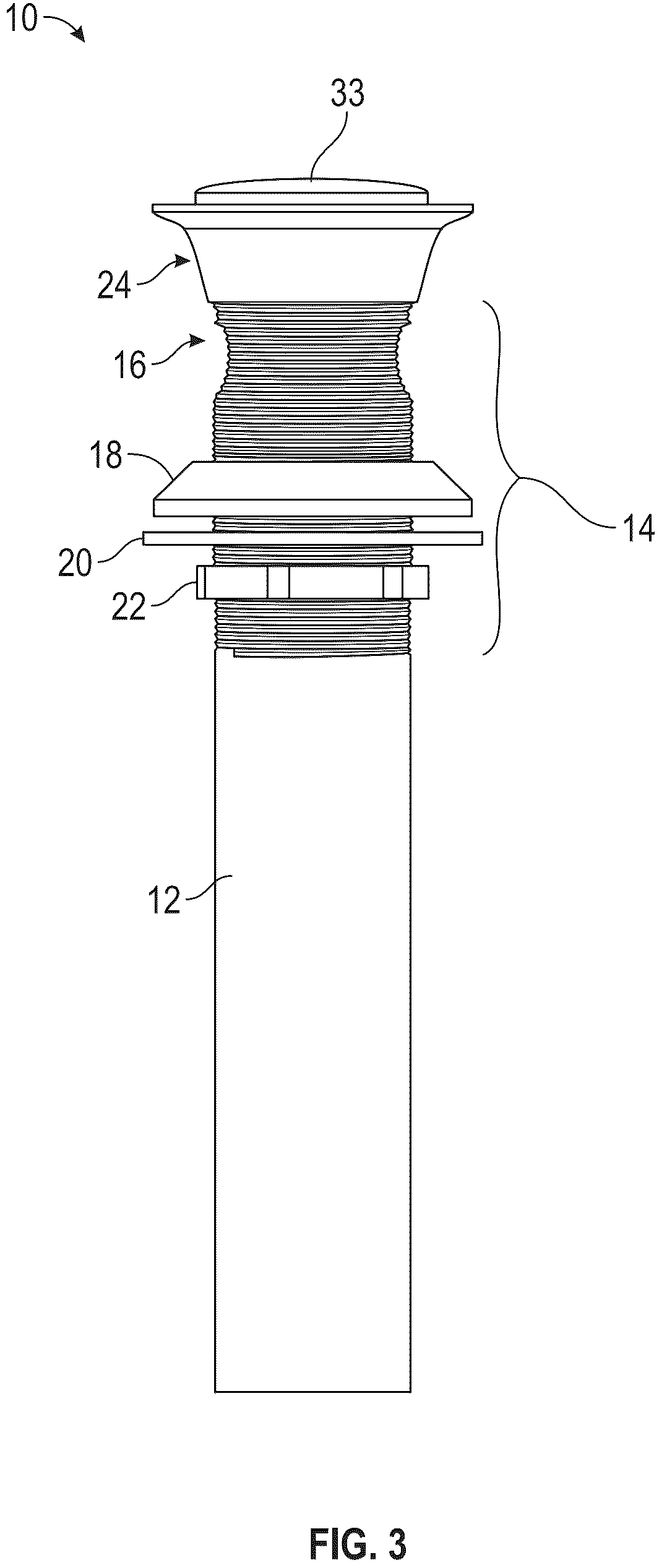 Patent US12359412 Figure 3 – Clicker drain assembly and method of assembling same