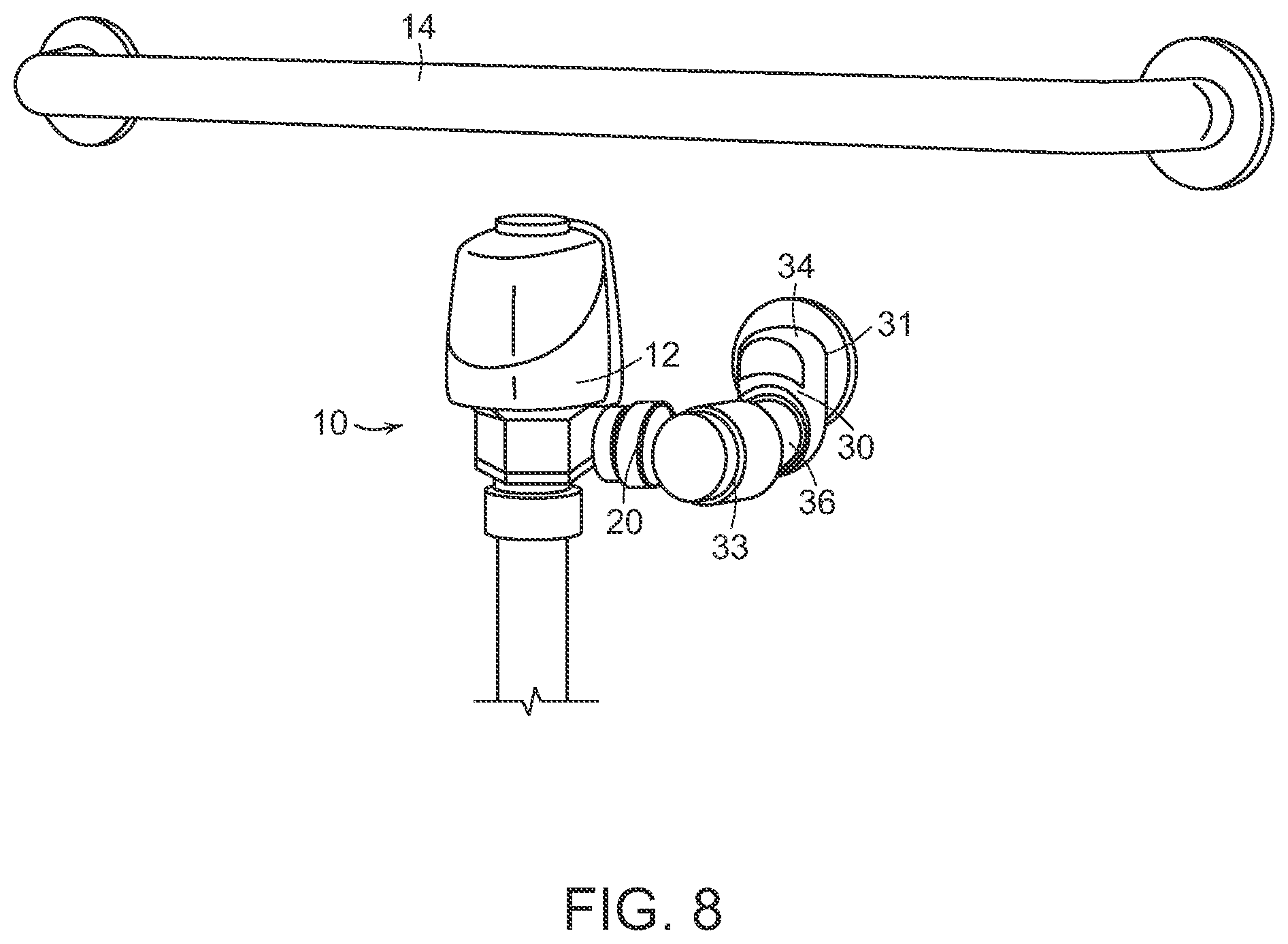 Patent US12359416 Figure 5 – Offset adapter for flushometer