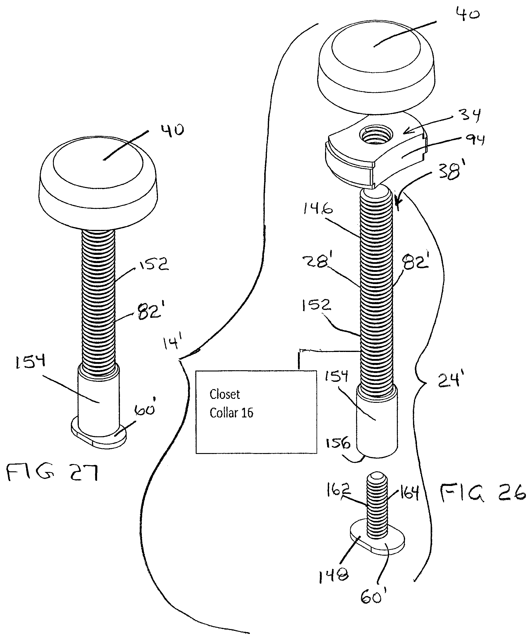 Patent US12359417 Figure 11 – Anchor bolt system for toilet and method of mounting a toilet using the system