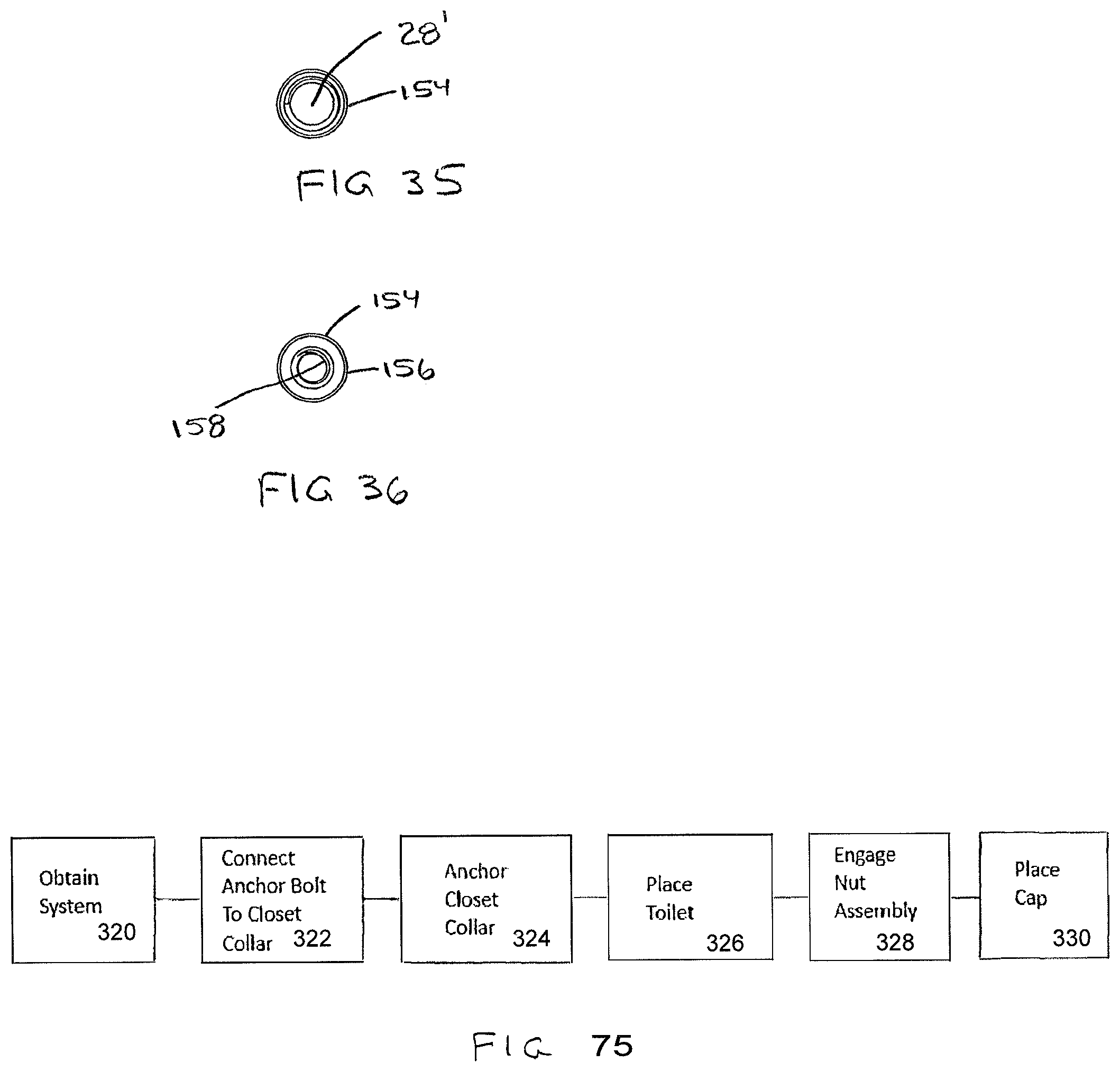 Patent US12359417 Figure 15 – Anchor bolt system for toilet and method of mounting a toilet using the system