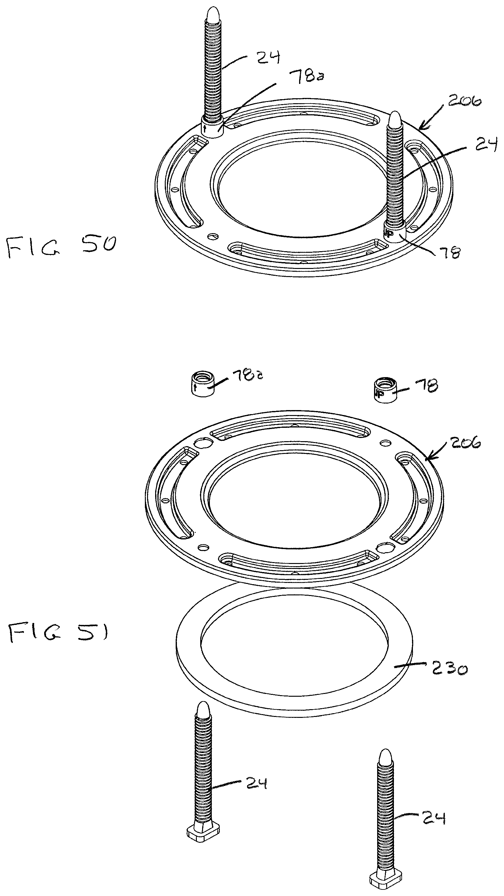 Patent US12359417 Figure 19 – Anchor bolt system for toilet and method of mounting a toilet using the system