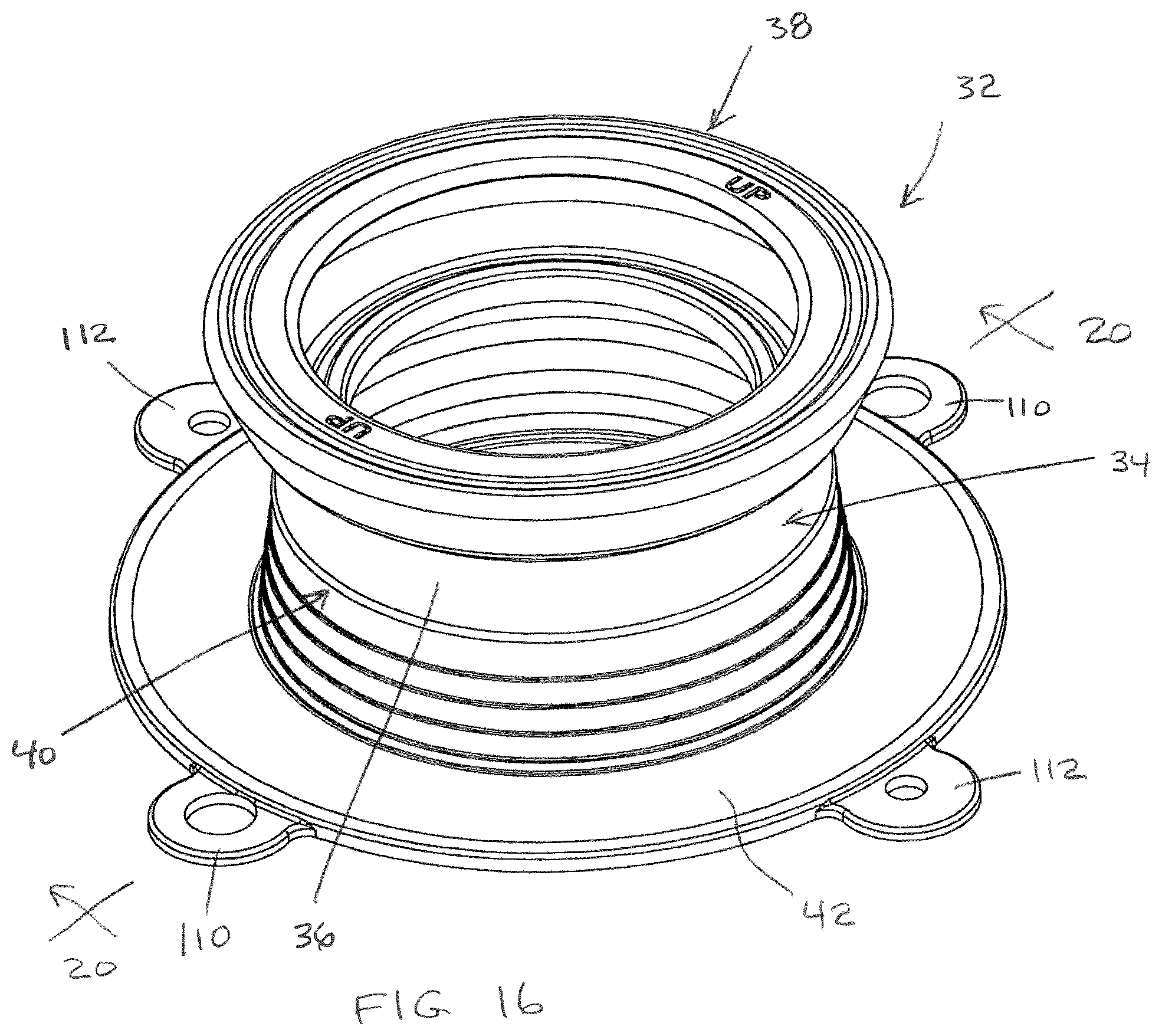 Patent US12359418 Figure 6 – Method of mounting a toilet and sealing assembly used in performing the method