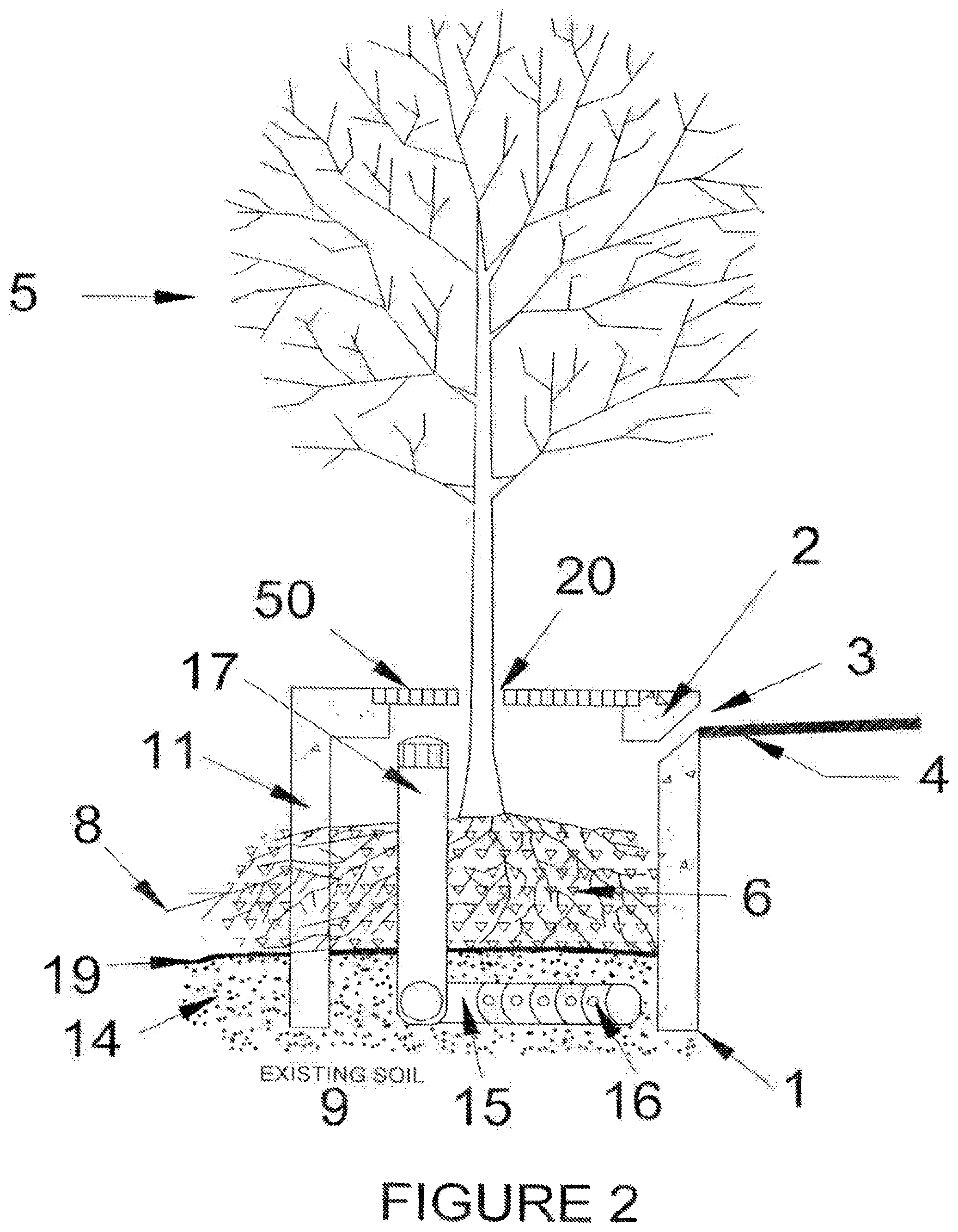 Patent US12359419 Figure 2 – Stormwater biofiltration system and method
